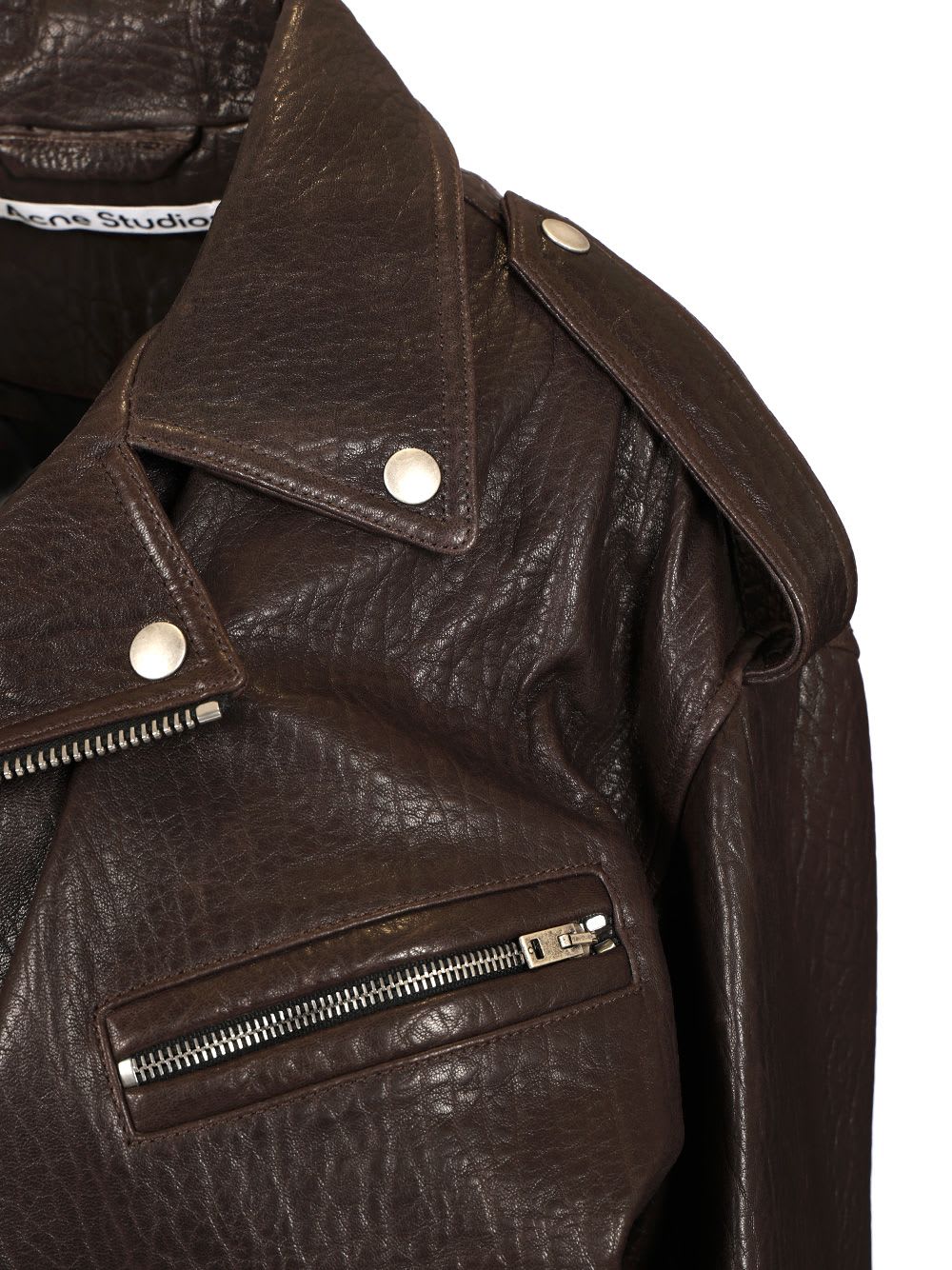 Acne Studios Leather Jacket In Brown