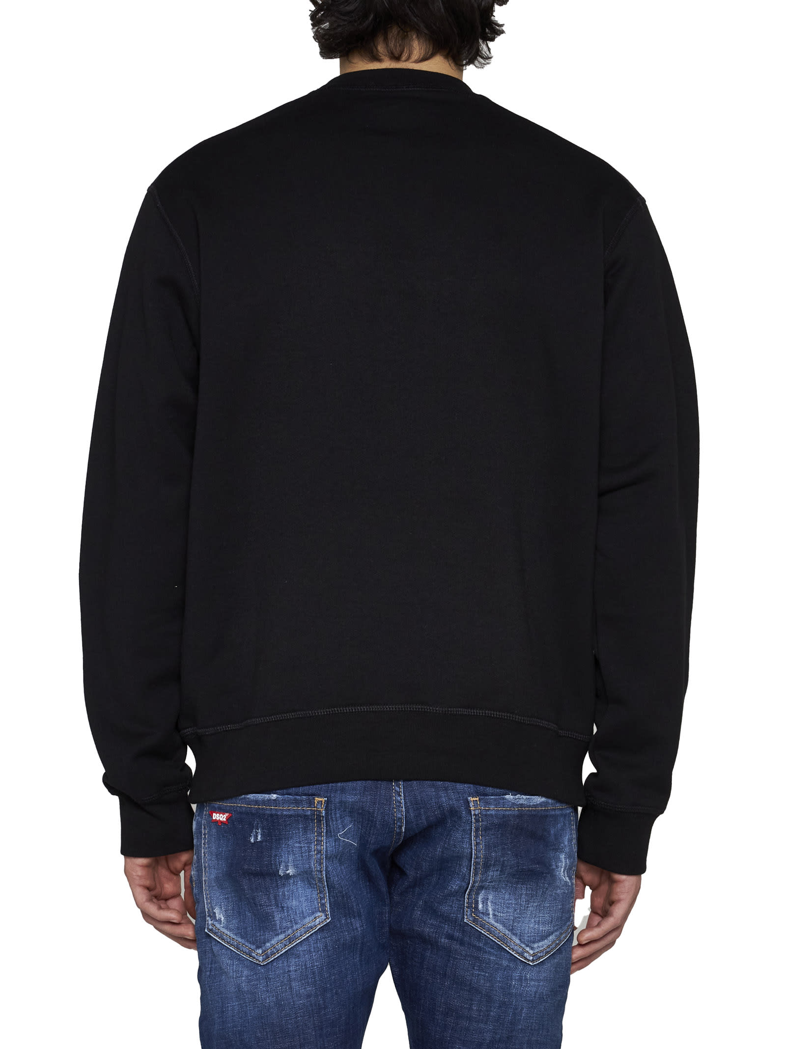 Shop Dsquared2 Logo Printed Crewneck Sweatshirt In Black/white