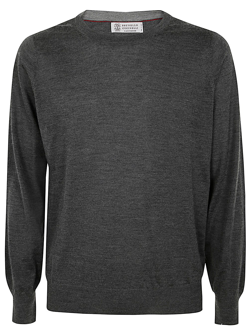 Shop Brunello Cucinelli Cashmere Silk Crew Neck Sweater In C Lead