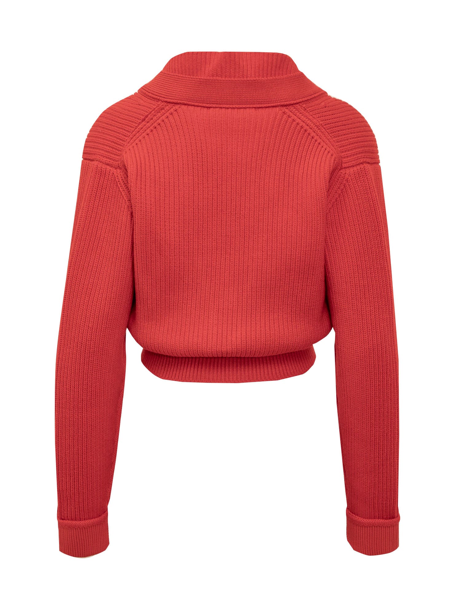 Shop Victoria Beckham Cropped Vb Cardigan In Red