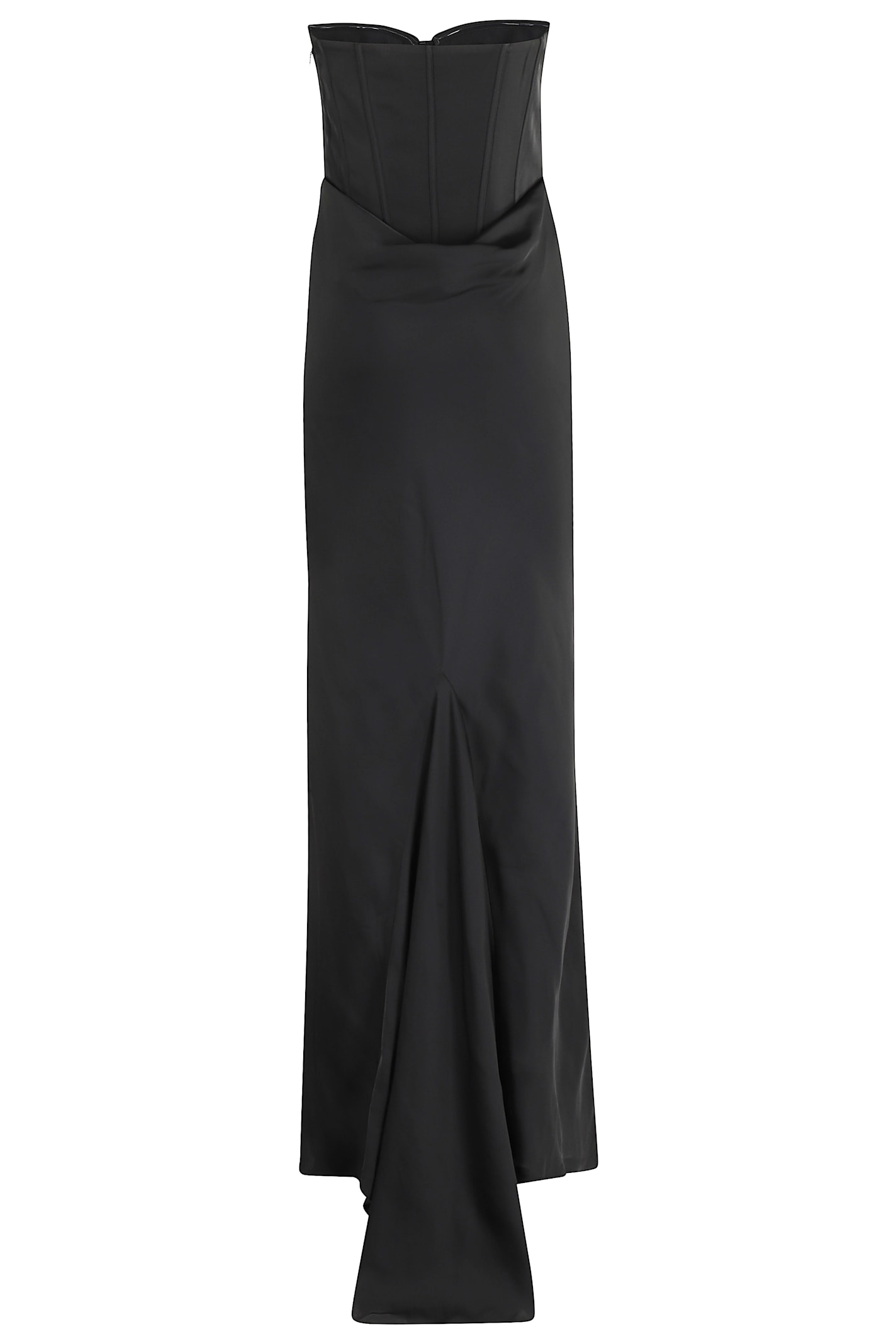 Rotate Birger Christensen Rotate Strapless Black Evening Dress With Fitted Bodice And Flowing Skirt In Black