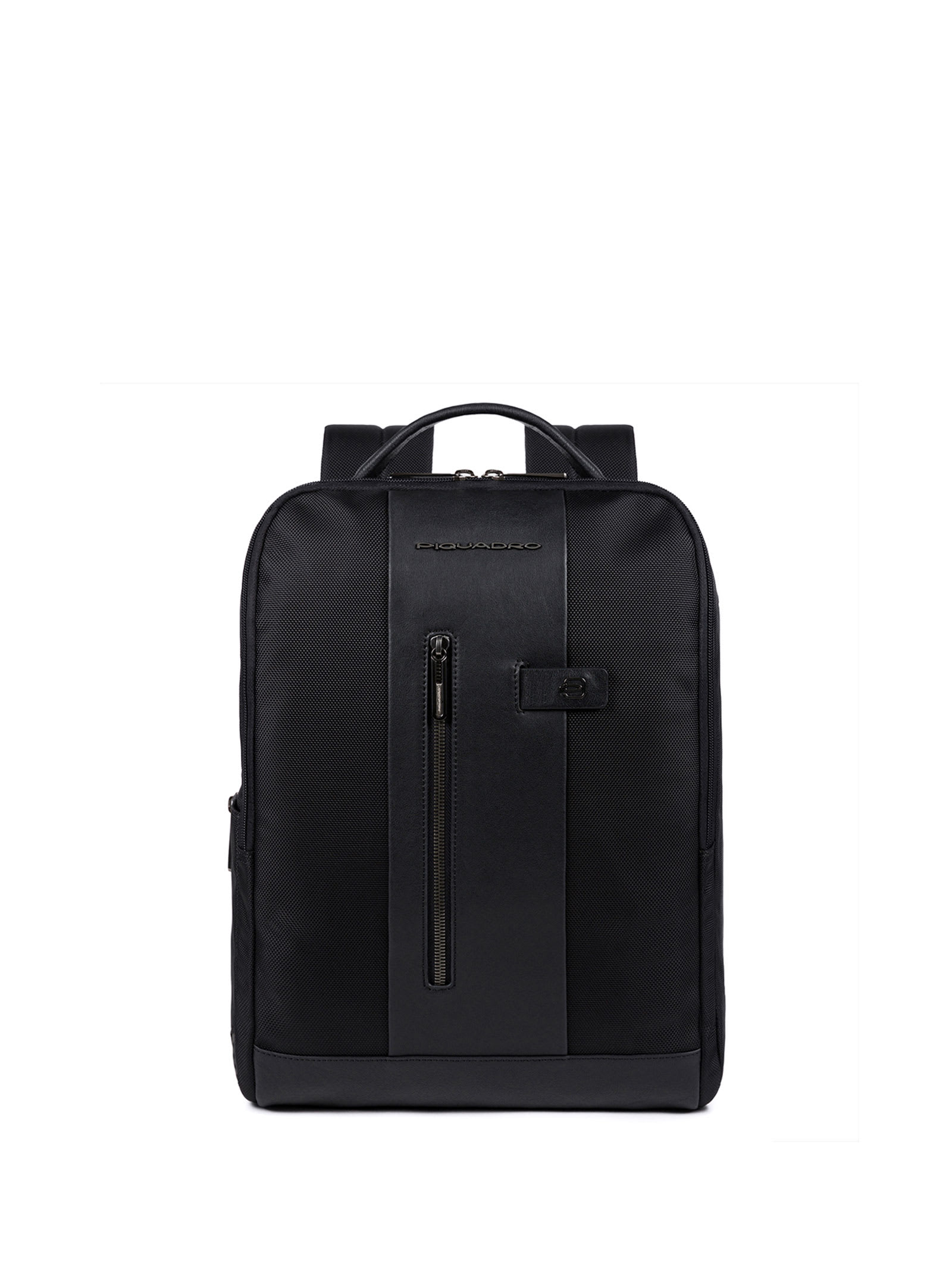 Piquadro Laptop Backpack In Recycled Fabric In Nero