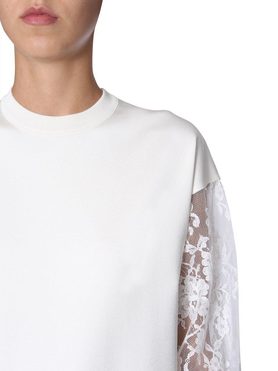 Shop Givenchy Lace Sleeves Jumper In White