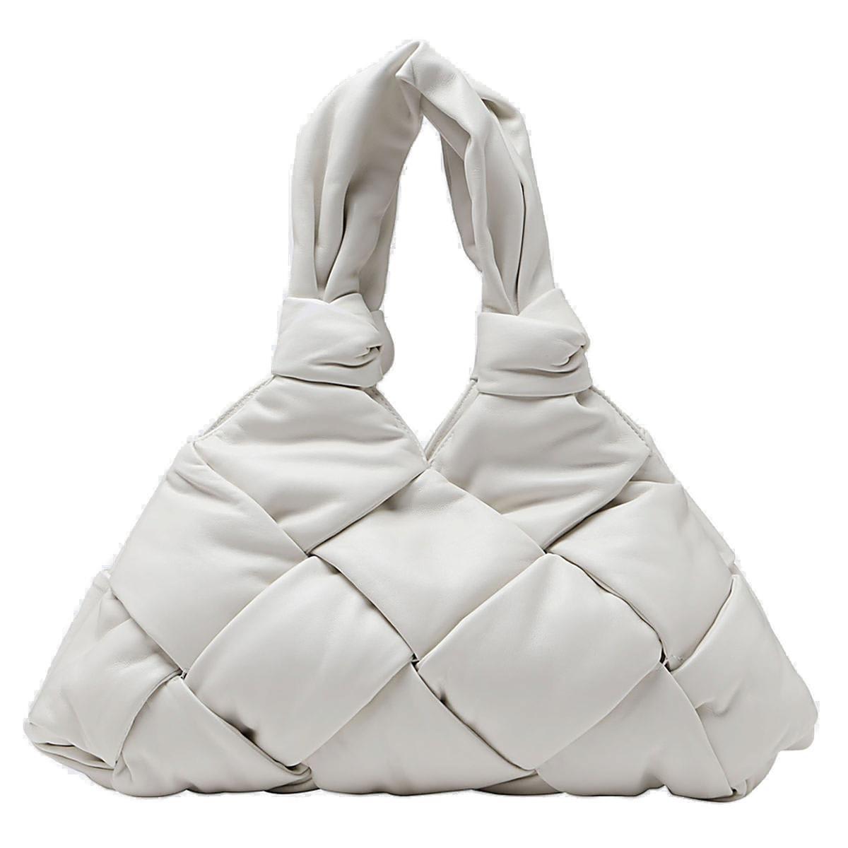 Shop Bottega Veneta Padded Lock Tote Bag In White