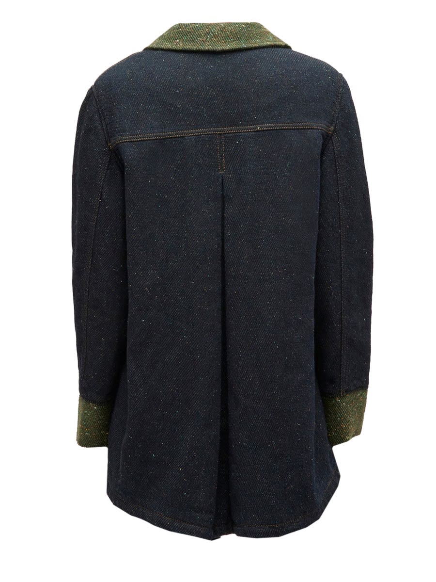 Ganni Cotton Denim Blazer In Gray