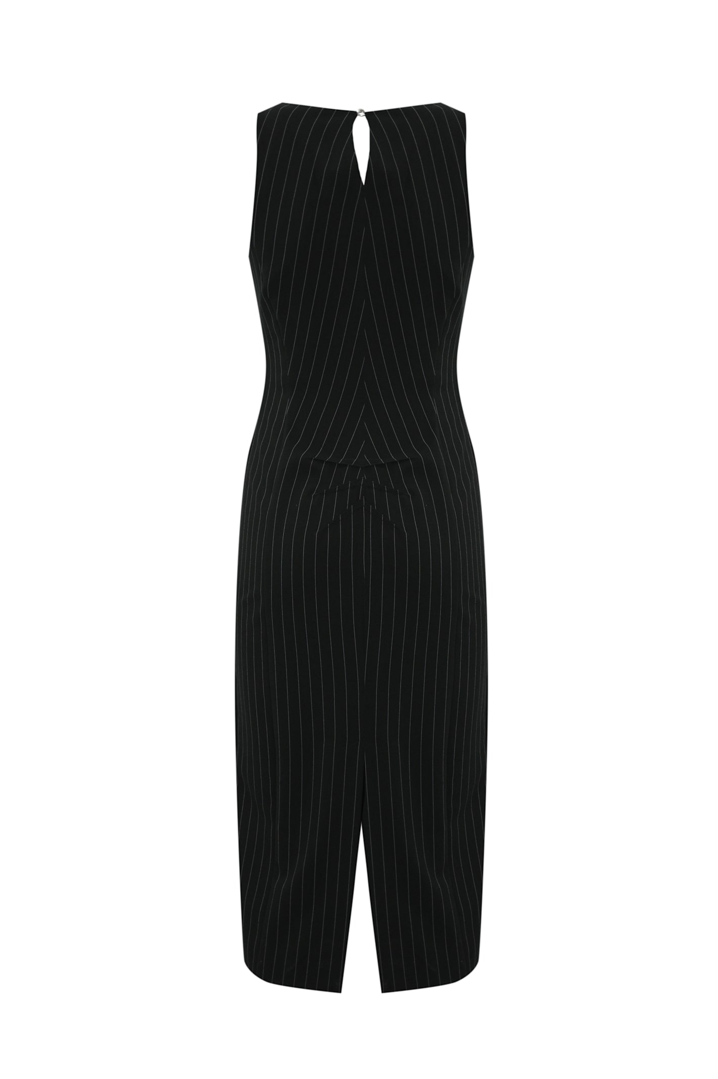 Shop Patrizia Pepe Pinstripe Midi Dress In Black Stripes