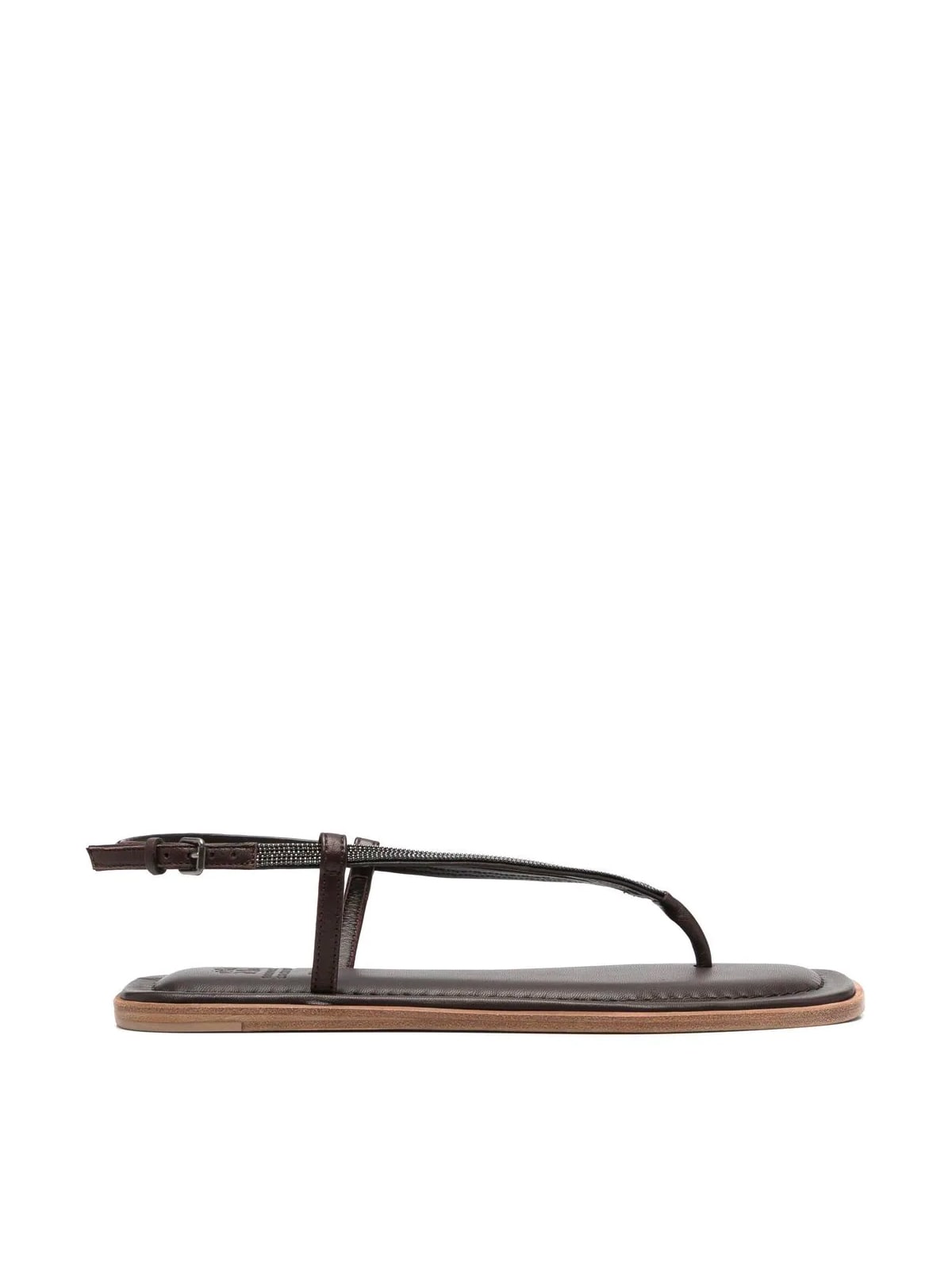 Shop Brunello Cucinelli Slim Sandals In Dark Brown