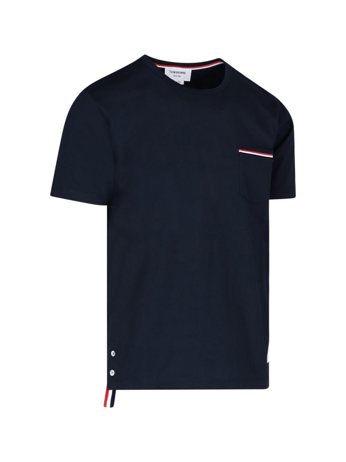 Shop Thom Browne Tricolor Pocket T-shirt In Blue