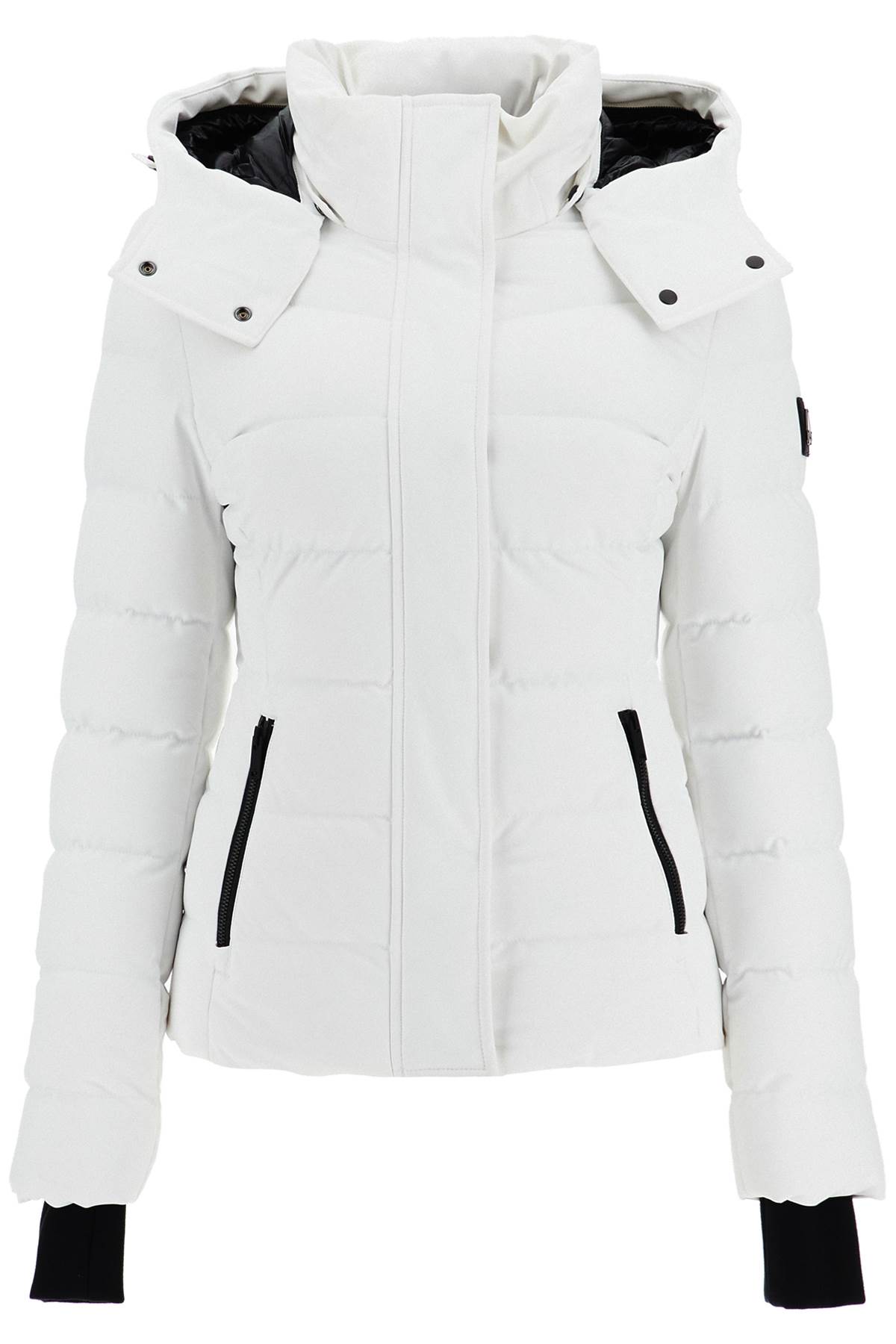 Shop Moose Knuckles Short Betta Down Jacket In Milkyway W/nat Sh (white)