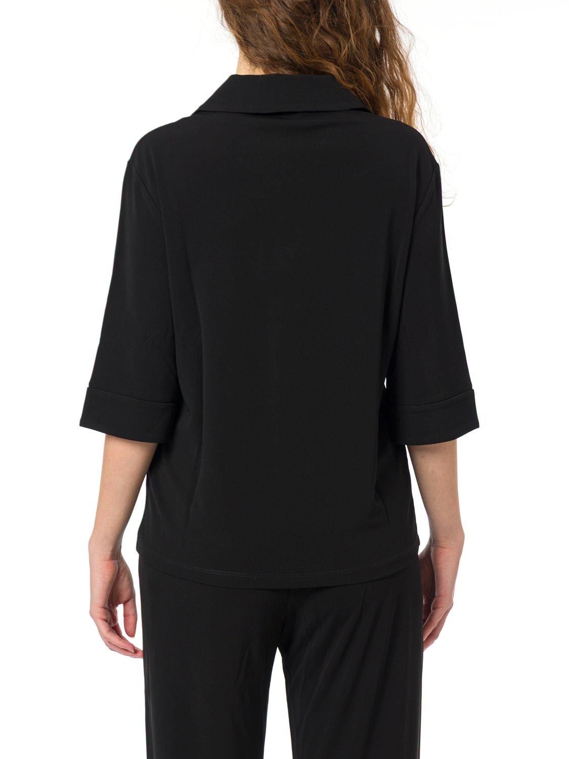 Max Mara V-neck Three-quarter-sleeved Blouse In Black