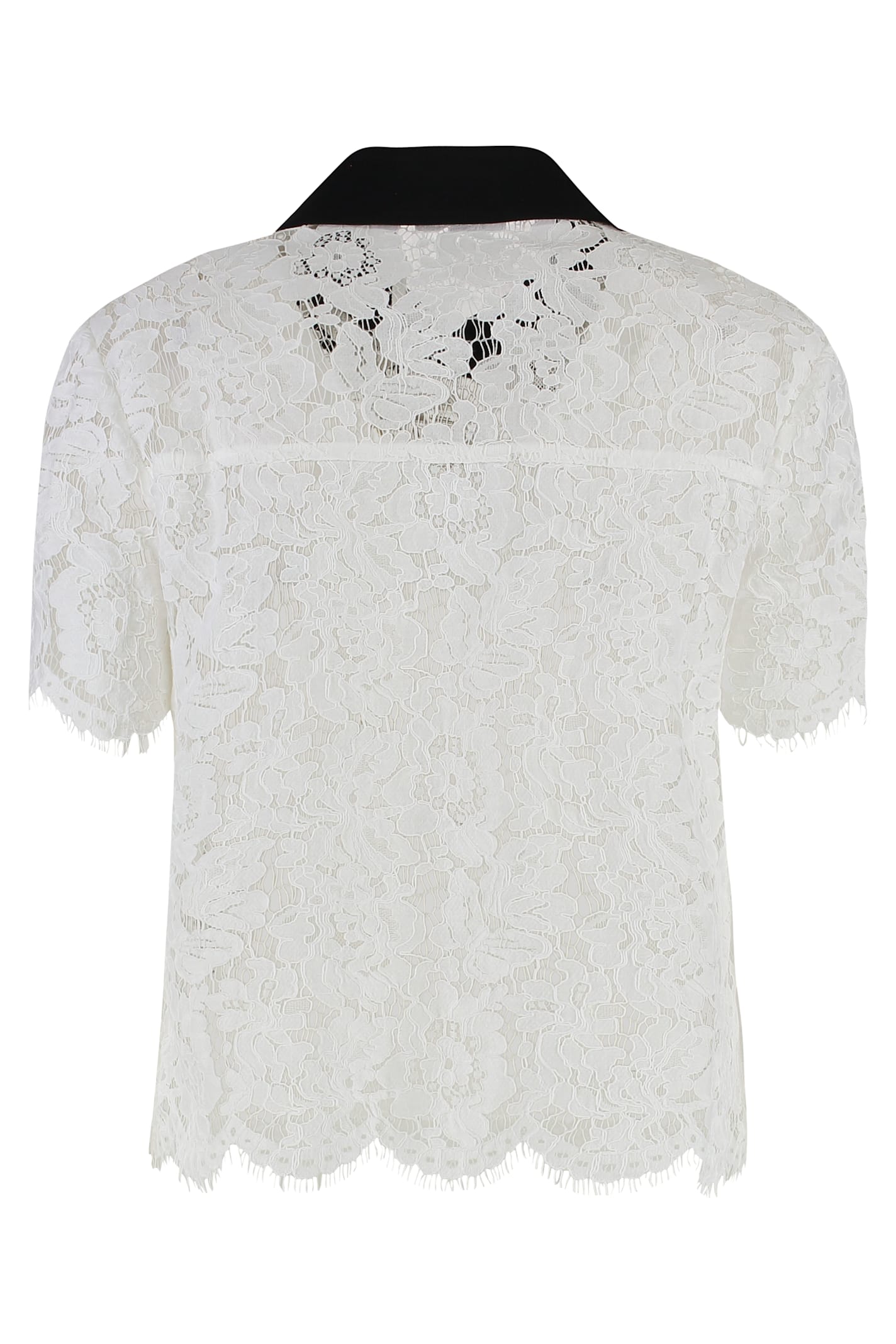 Self-portrait Lace Top With Collar In Animal Print