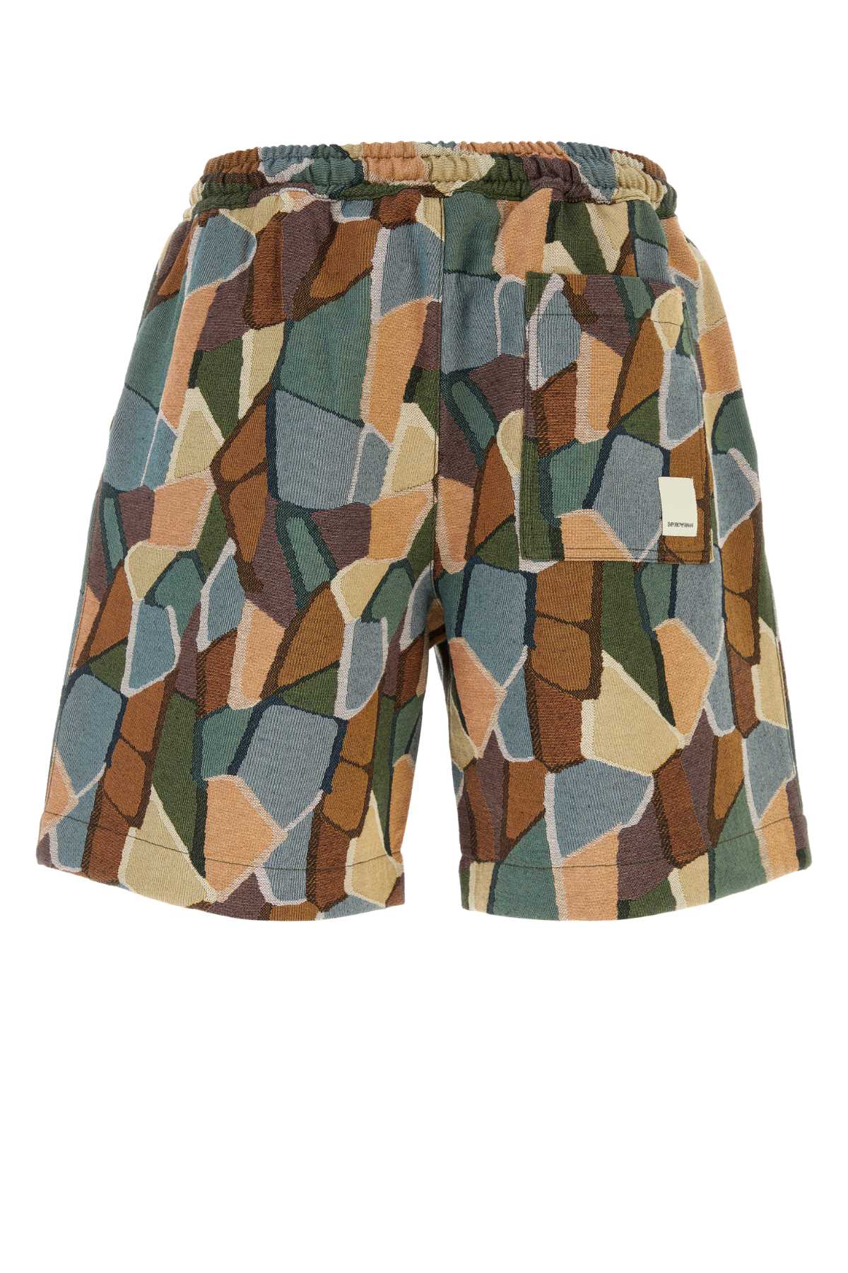 Shop Emporio Armani Embroidered Cotton Blend Bermuda Shorts In F514