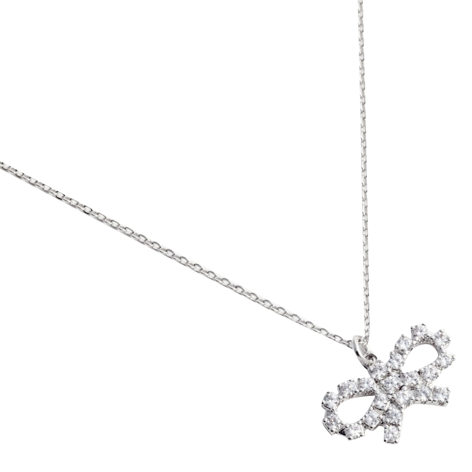 Self-portrait Self Portrait Women Micro Crystal Bow Necklace In Gray