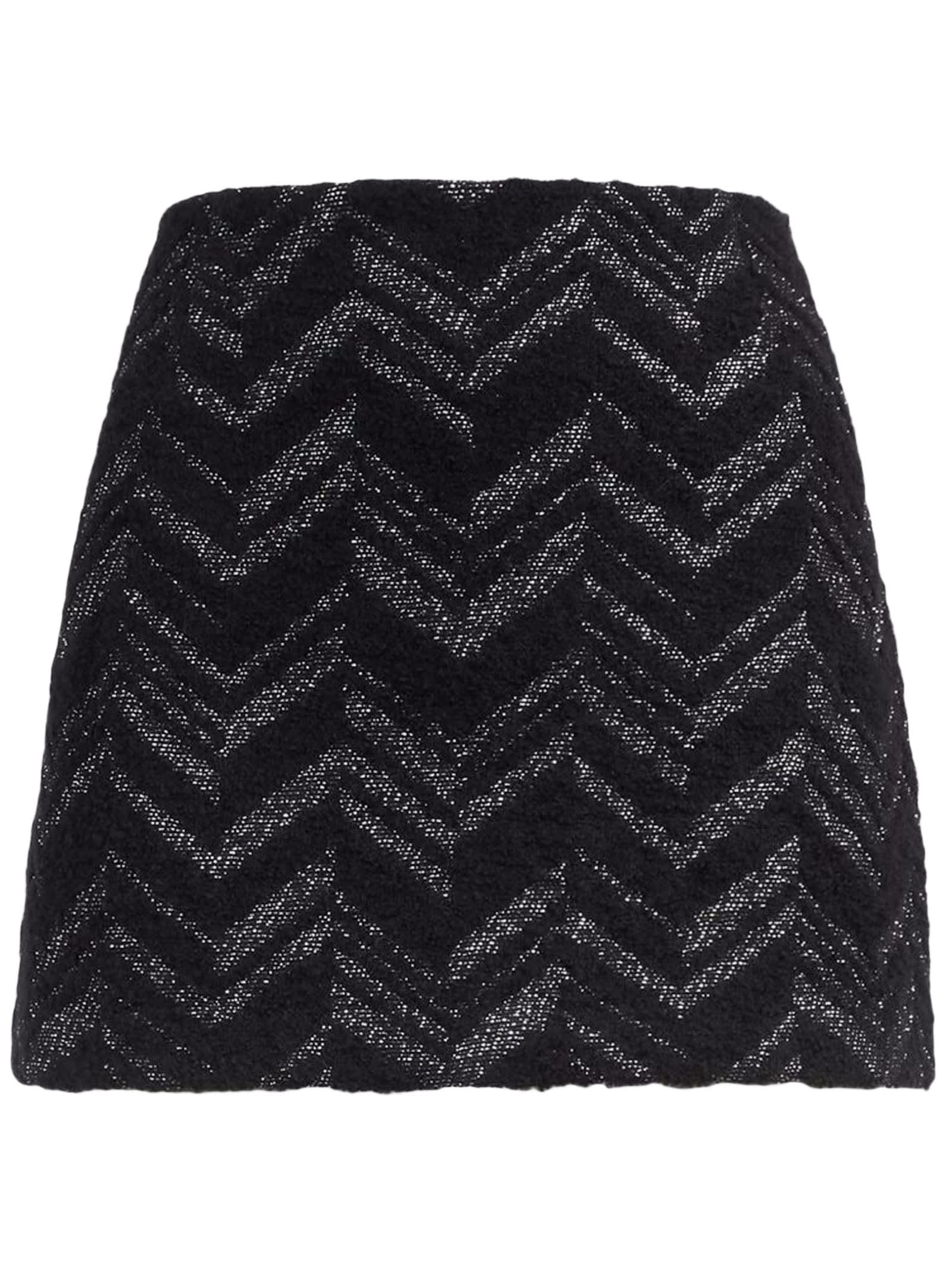 Shop Missoni Bouclé Mini Skirt With Lamé Chevron Motif In Black