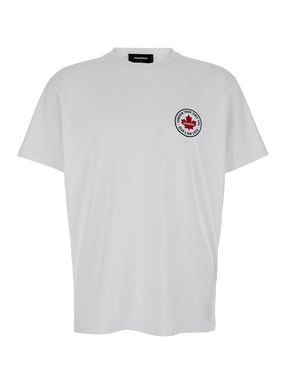 Dsquared2 White T-shirt With Chest Logo Application In Cotton Man In White
