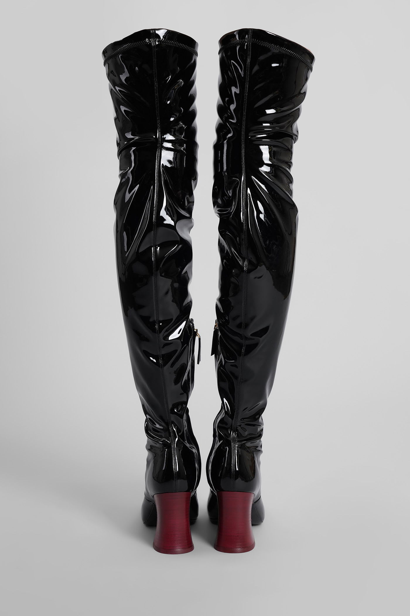 Chloé Janis High Heels Boots In Black Patent Leather In Black