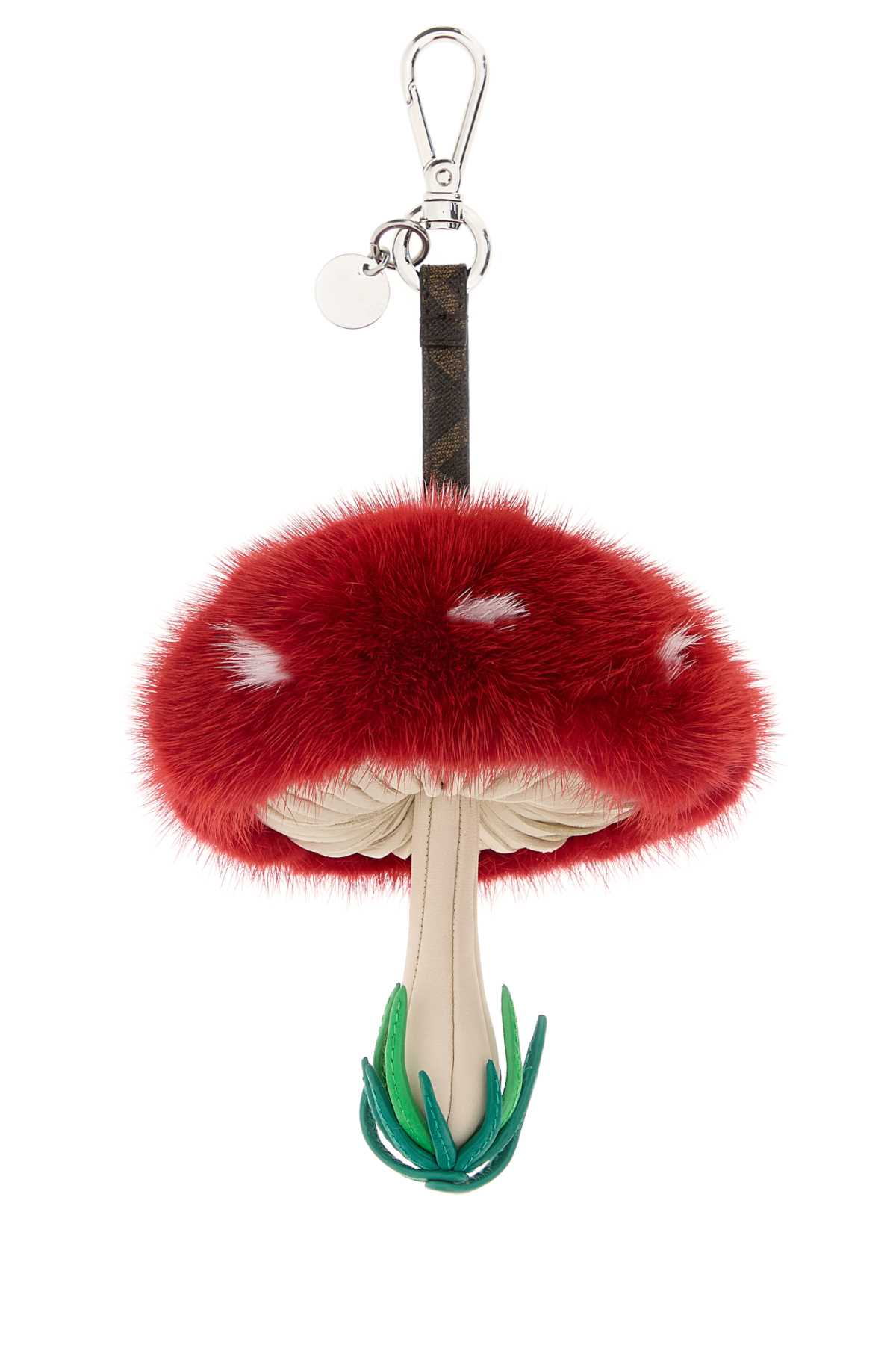 Fendi Multicolor Leather And Fur Fungo Charm In Red