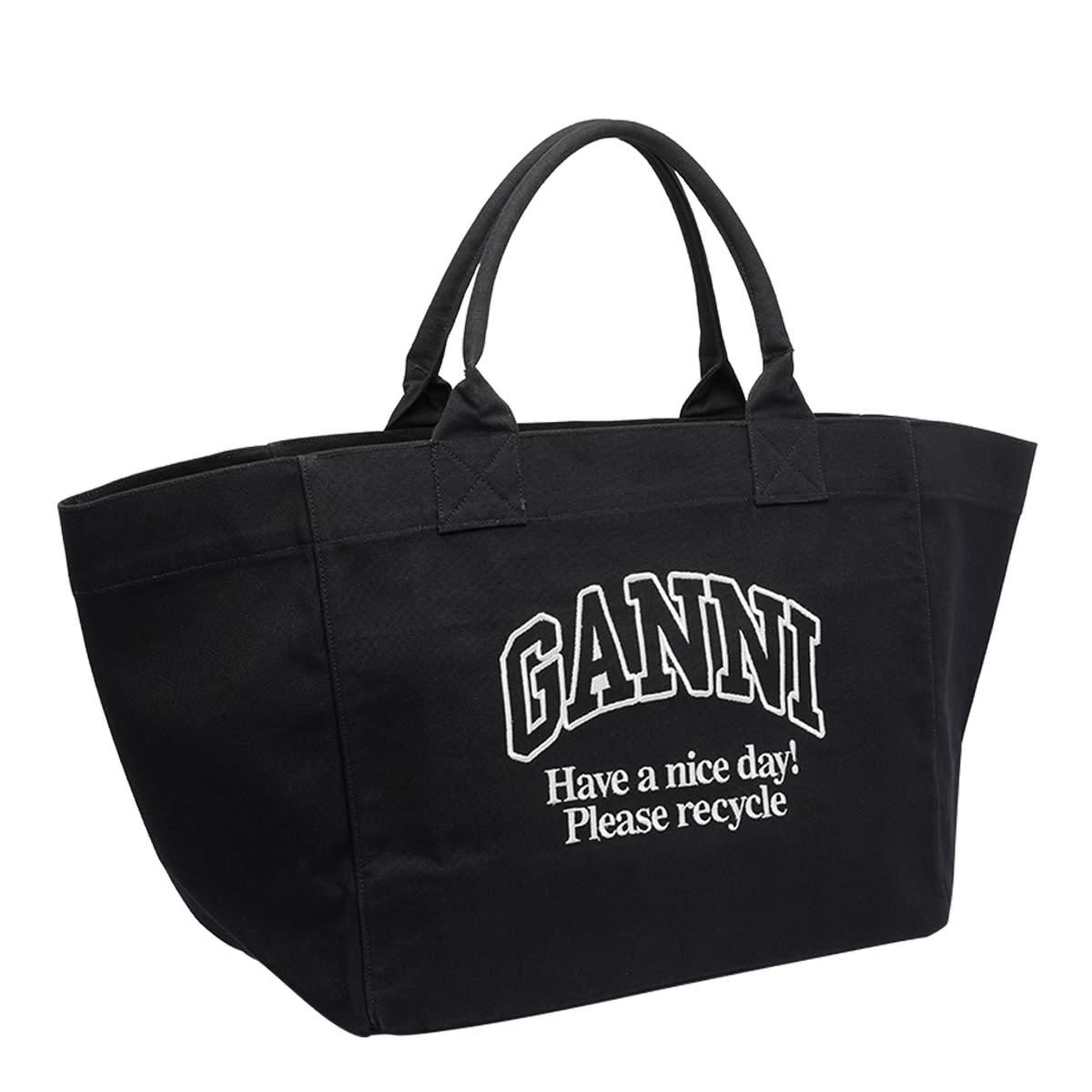 Ganni Women Xxl Canvas Tote Bag In Black