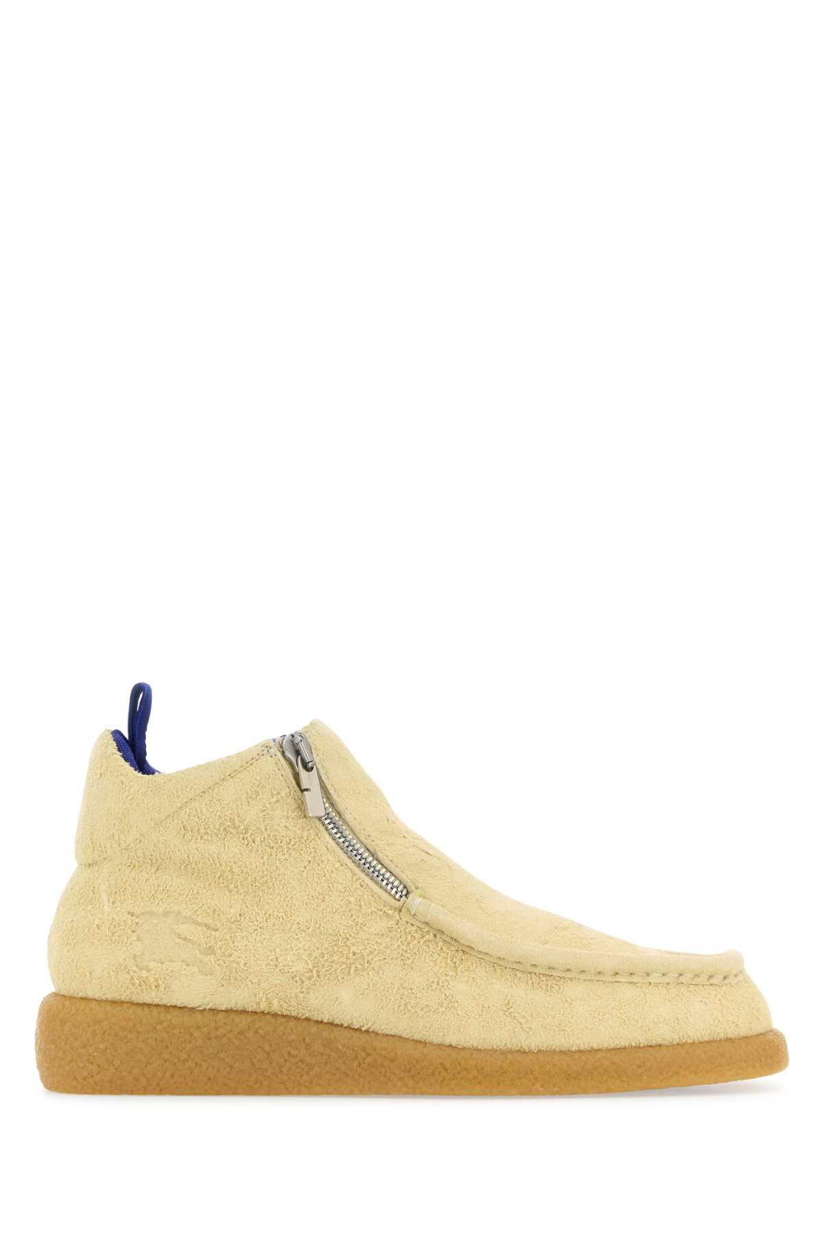 Shop Burberry Cream Suede Chance Ankle Boots In Wool