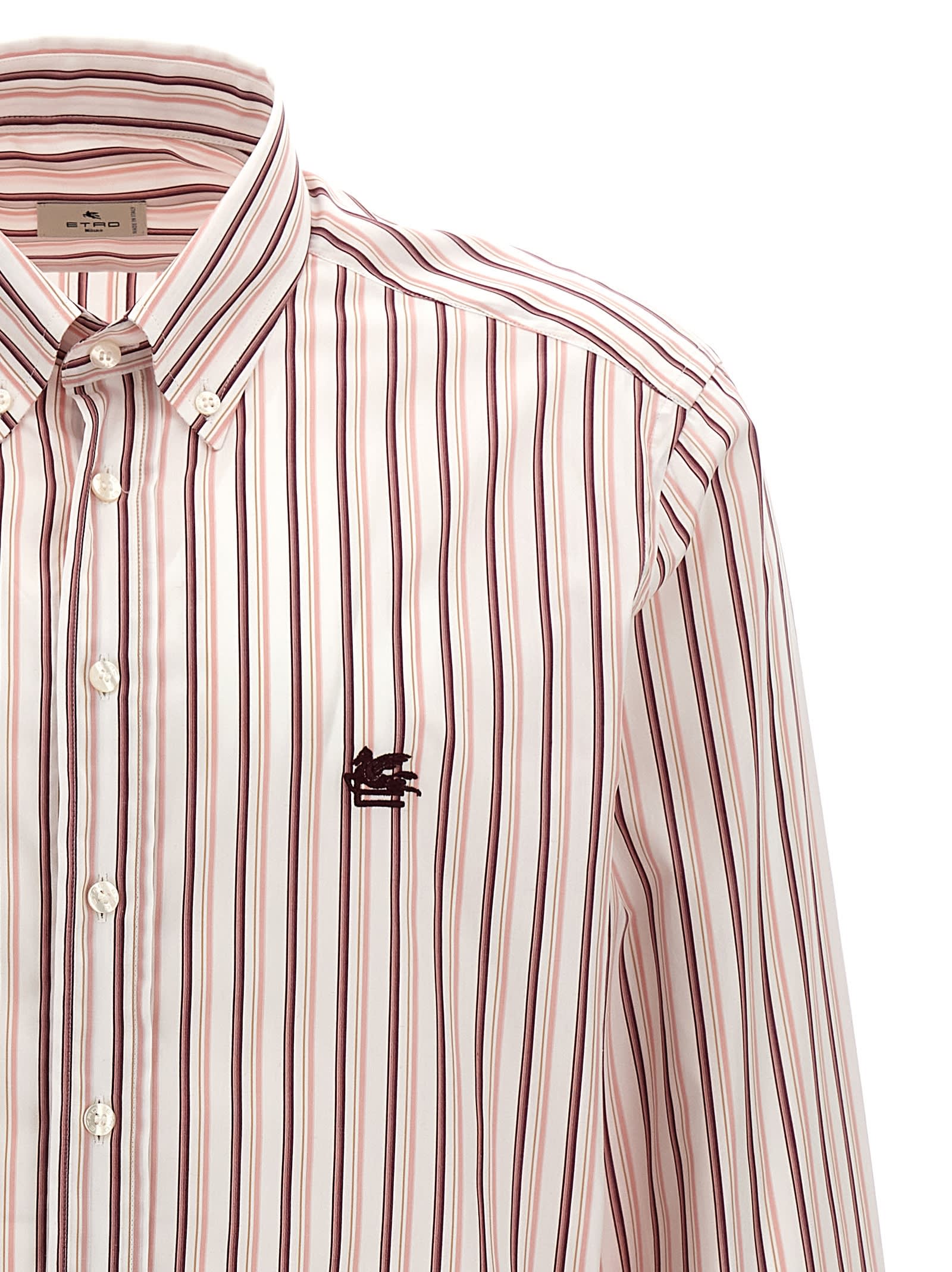 Shop Etro Logo Embroidery Shirt In Pink