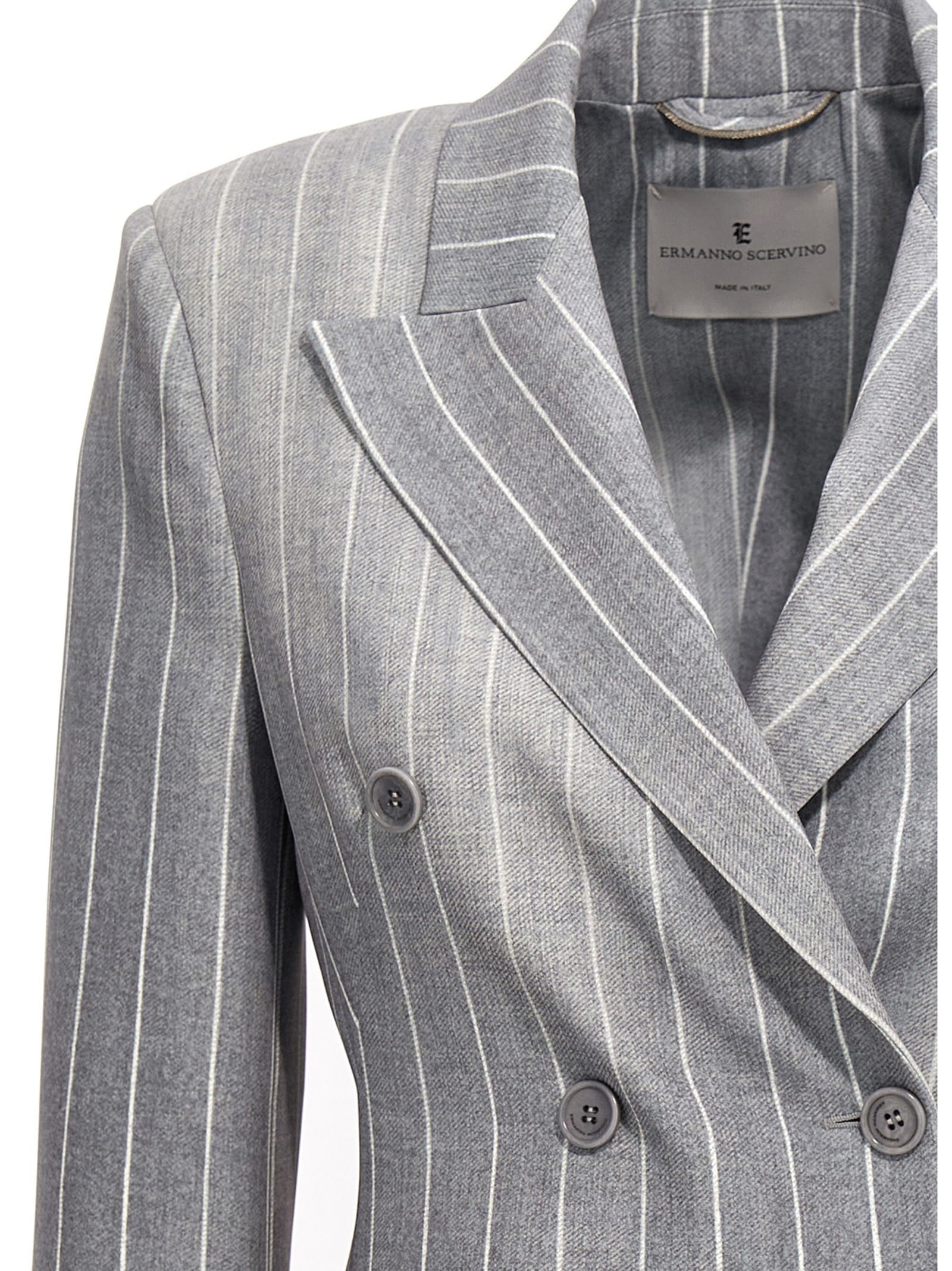 Shop Ermanno Scervino Plastered Double Breast Blazer Jacket In Gray