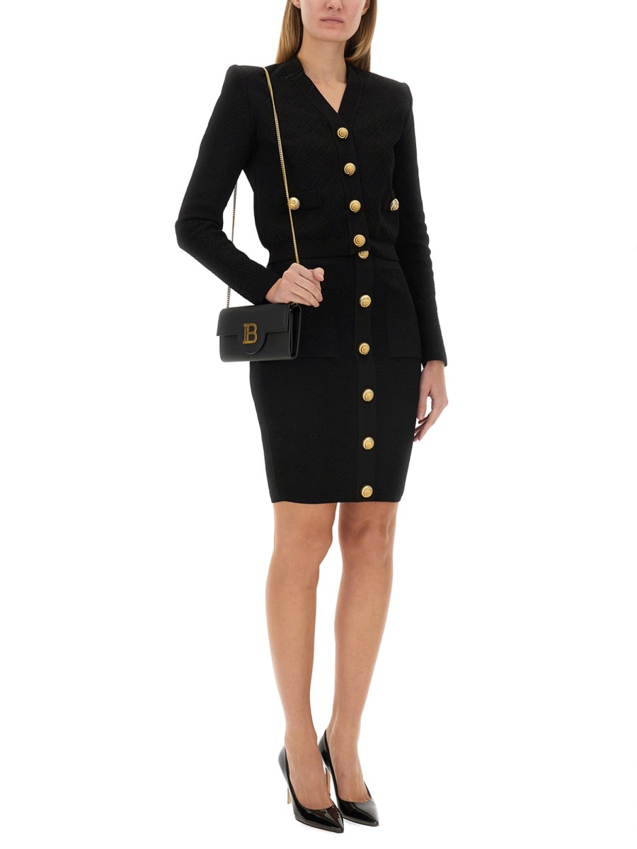 Shop Balmain Vichy Cardigan In Black