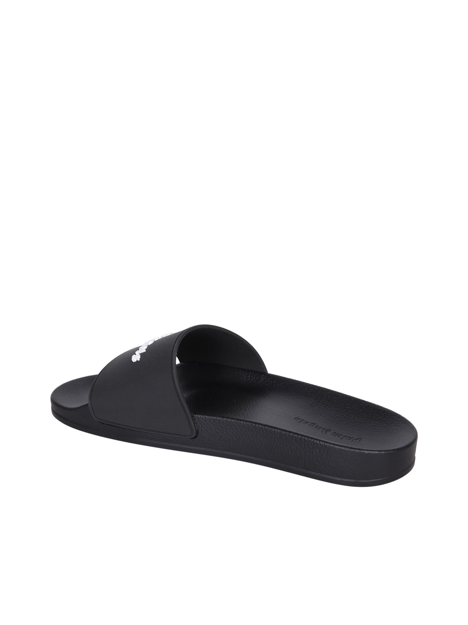 Shop Palm Angels Logo Black Sandals