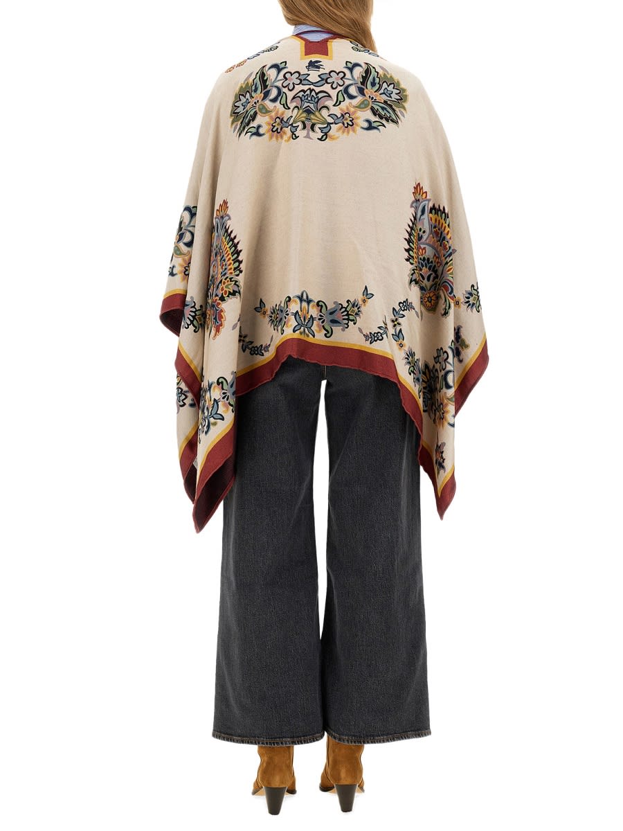 Shop Etro Floral Paisley Cape In Beige