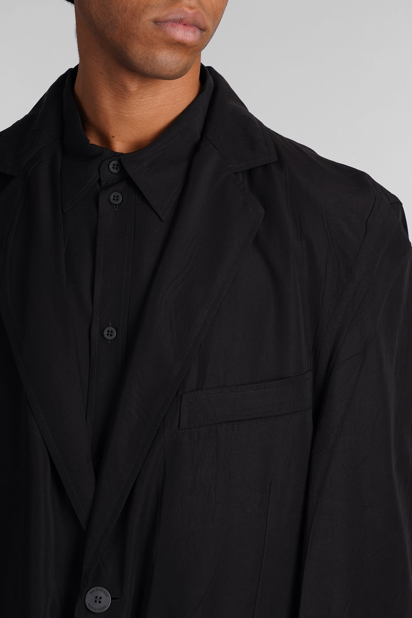 Shop Balenciaga Blazer In Black Wool And Polyester