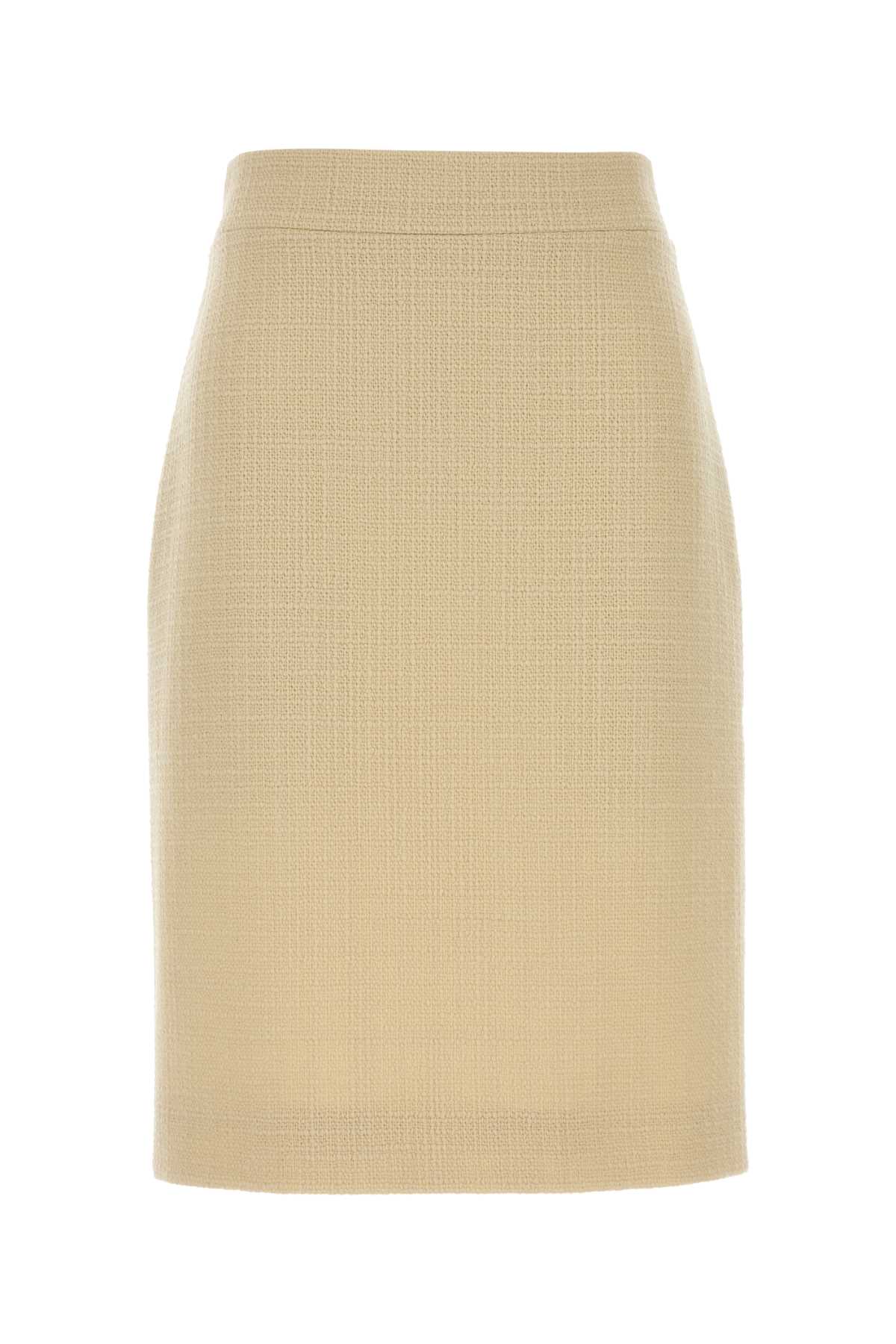 Valentino High-waisted Knee-length Textured Skirt In Brown