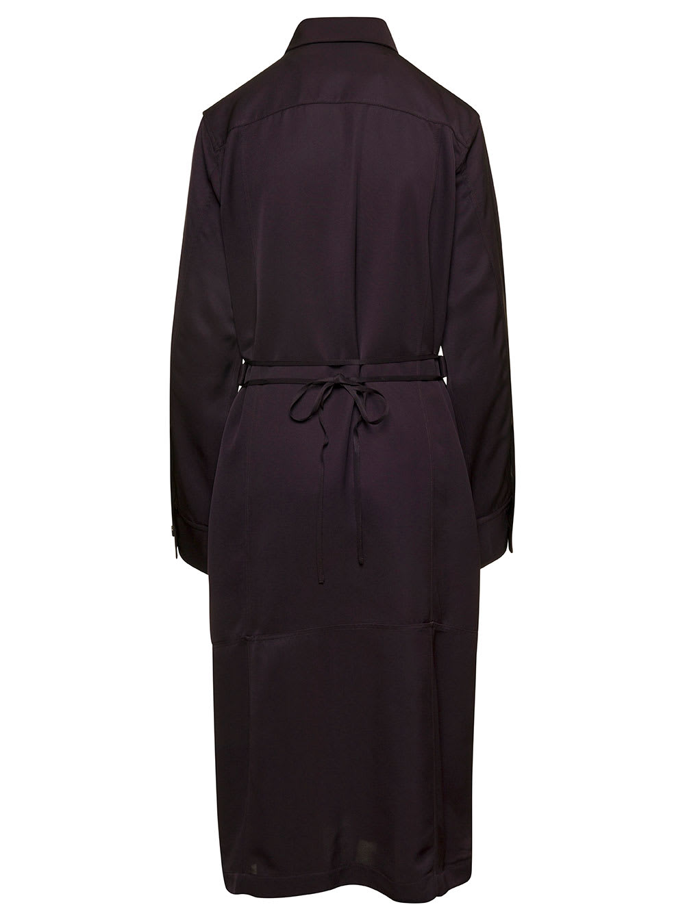 Shop Jil Sander Brown Belted Coat With Classic Collar In Viscose Twill Woman