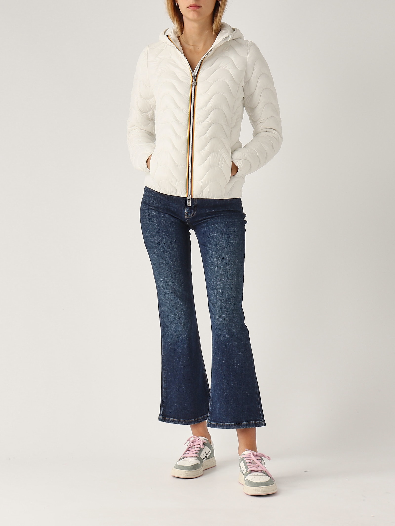 Shop K-way Lily Quilted Warm Jacket In Bianco