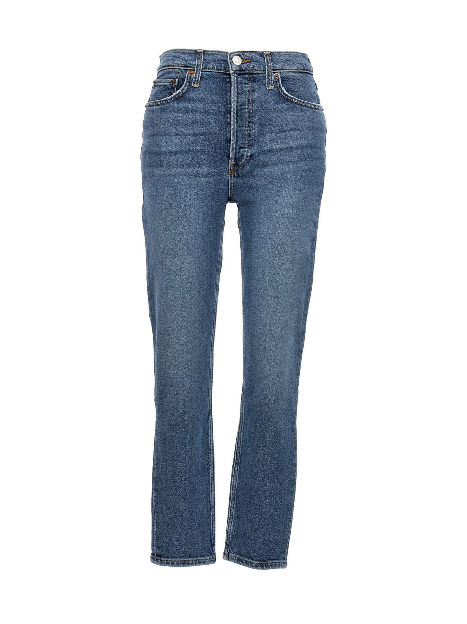 Shop Re/done Jeans 90s High Rise Ankle Crop In Blue