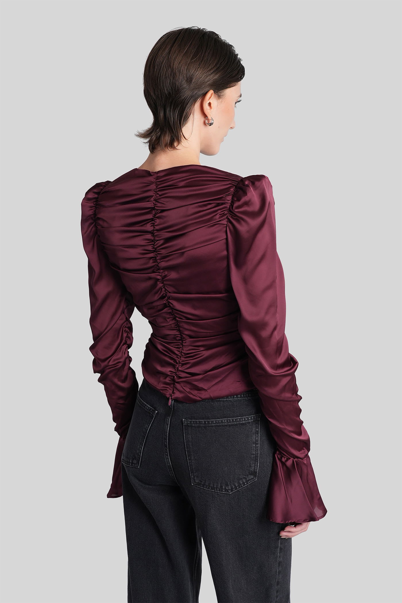 Rotate Birger Christensen Topwear In Bordeaux Polyester In Burgundy