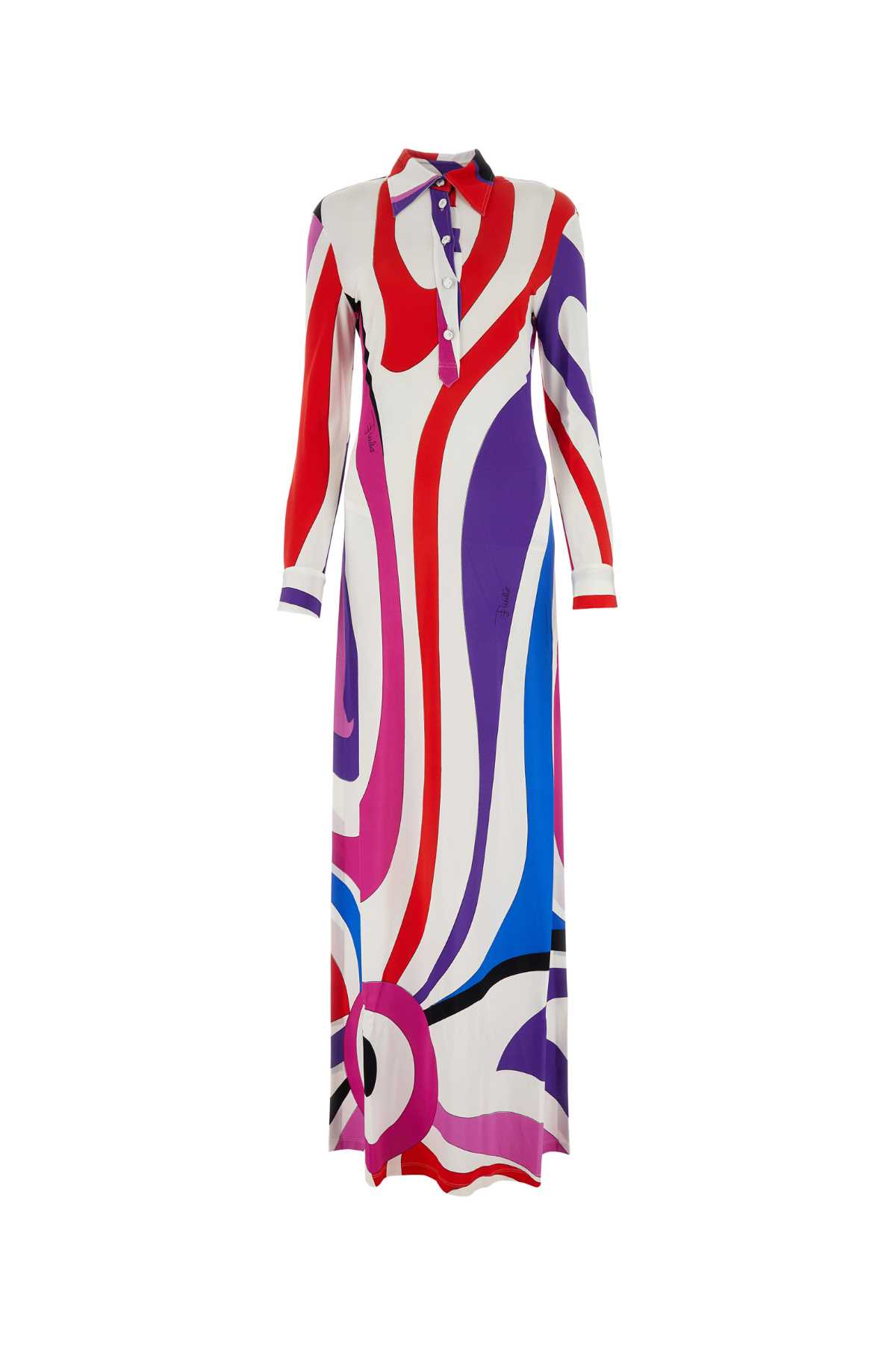 Shop Pucci Printed Jersey Shirt Dress In Biancorosso