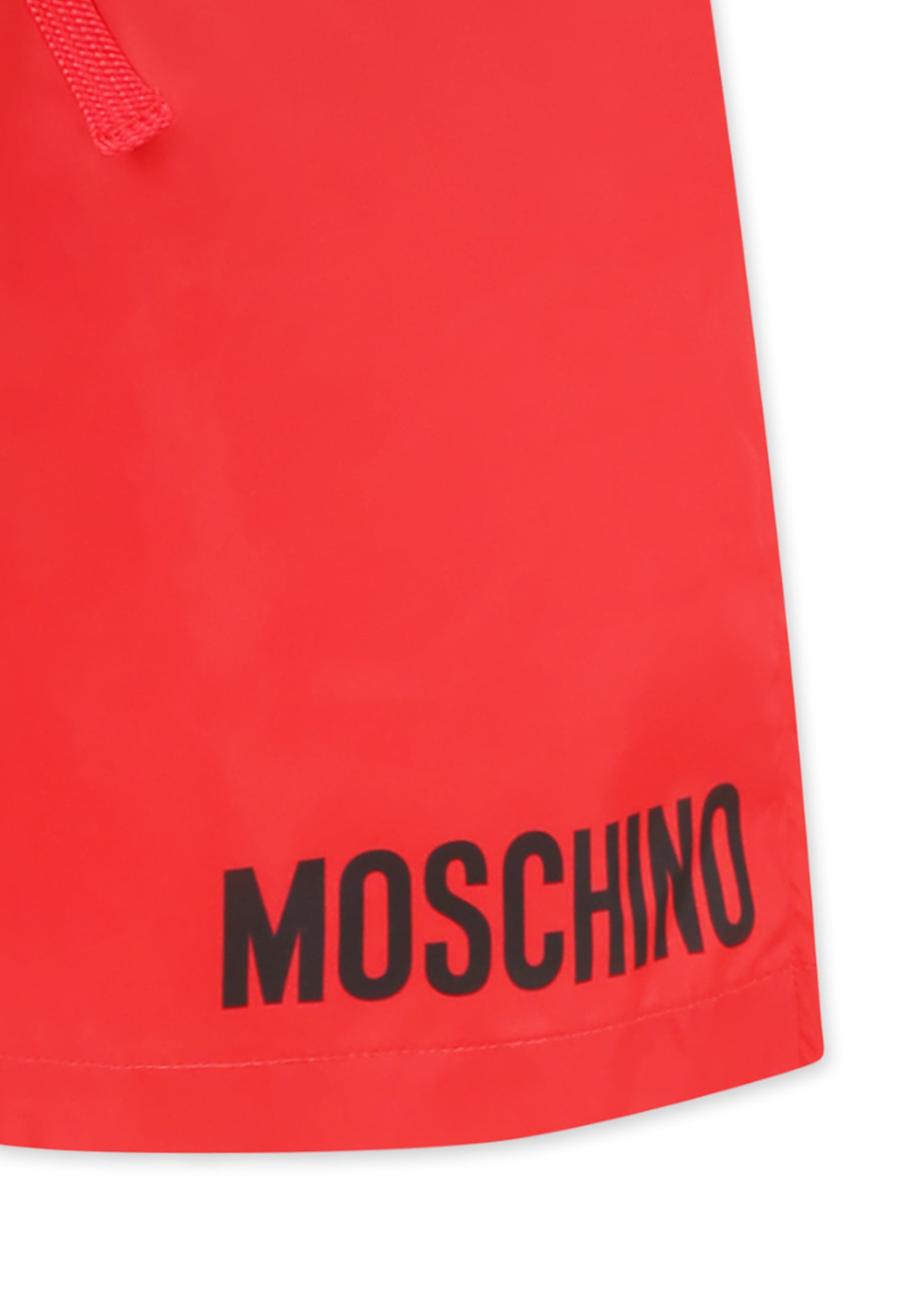 Moschino Red Swim Shorts For Boy With Logo In Red