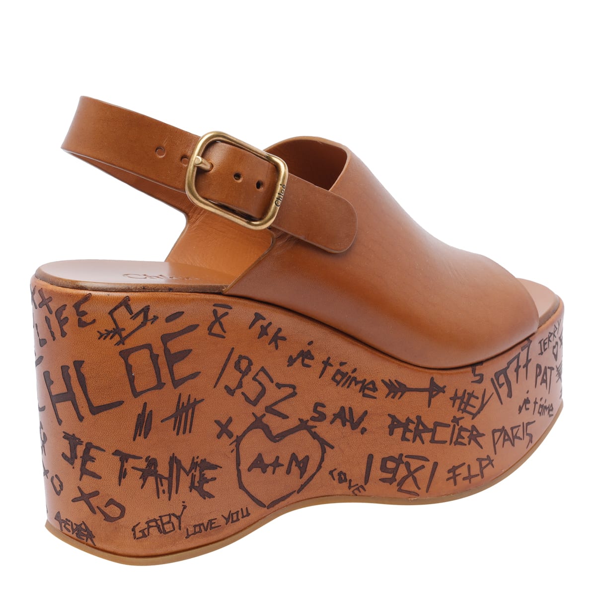 Chloé Womens Chloe Maxime Platform-sole Leather Wedges In Brown