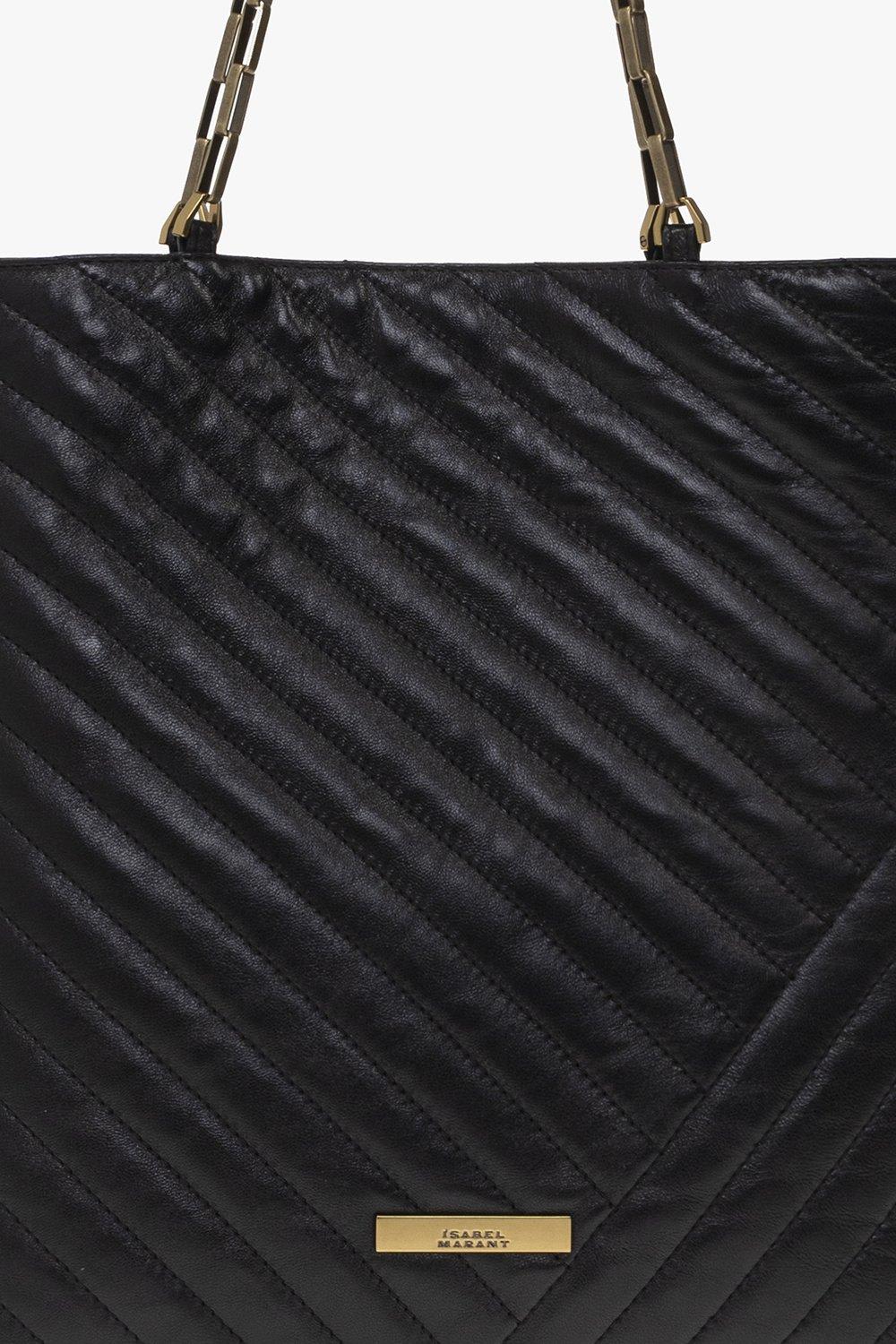 Shop Isabel Marant Logo Plaque Quilted Tote Bag In Black/gold