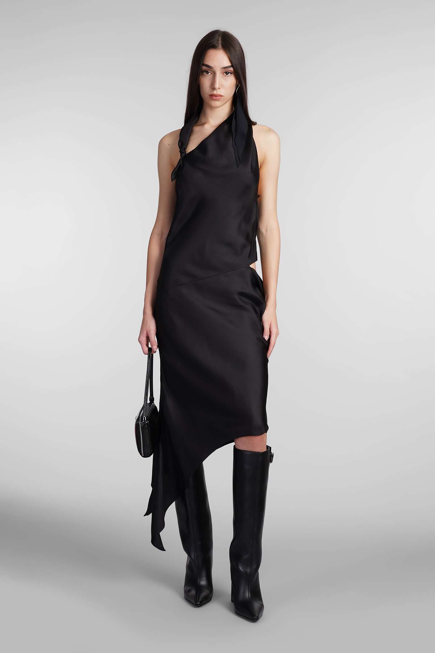 Shop Courrèges Dress In Black Silk