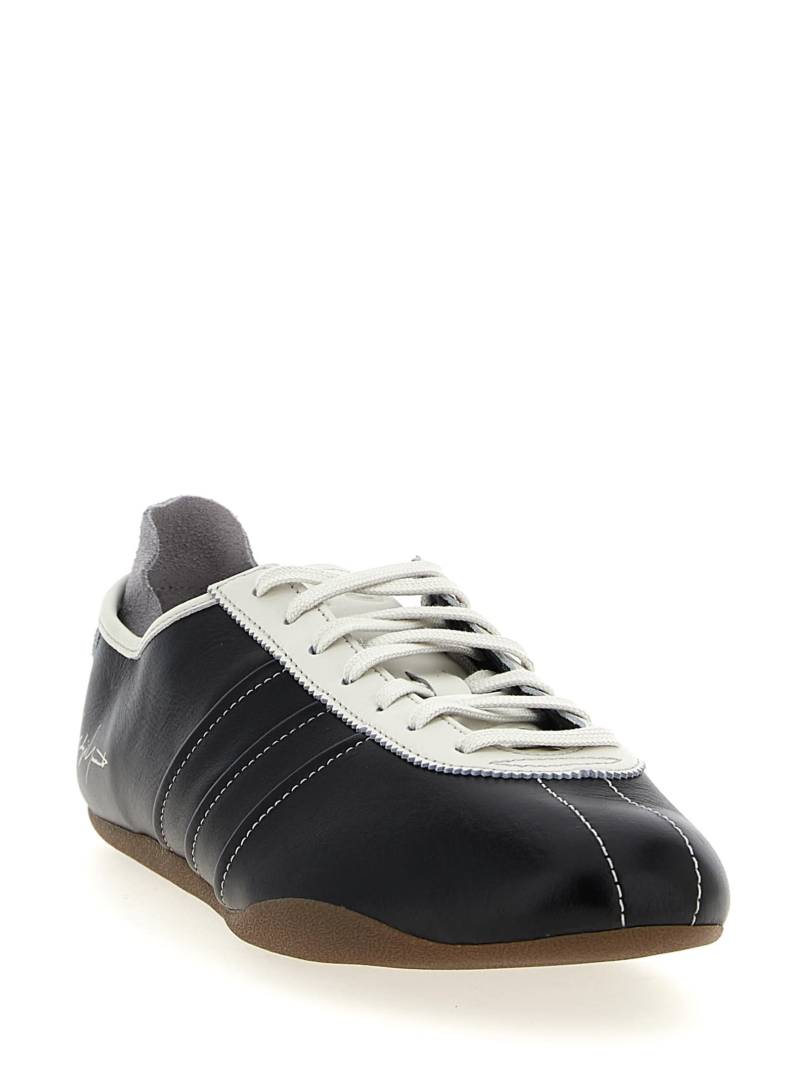 Y-3 Debossed Leather Tokyo Sneakers With Lace-up Closure In Black