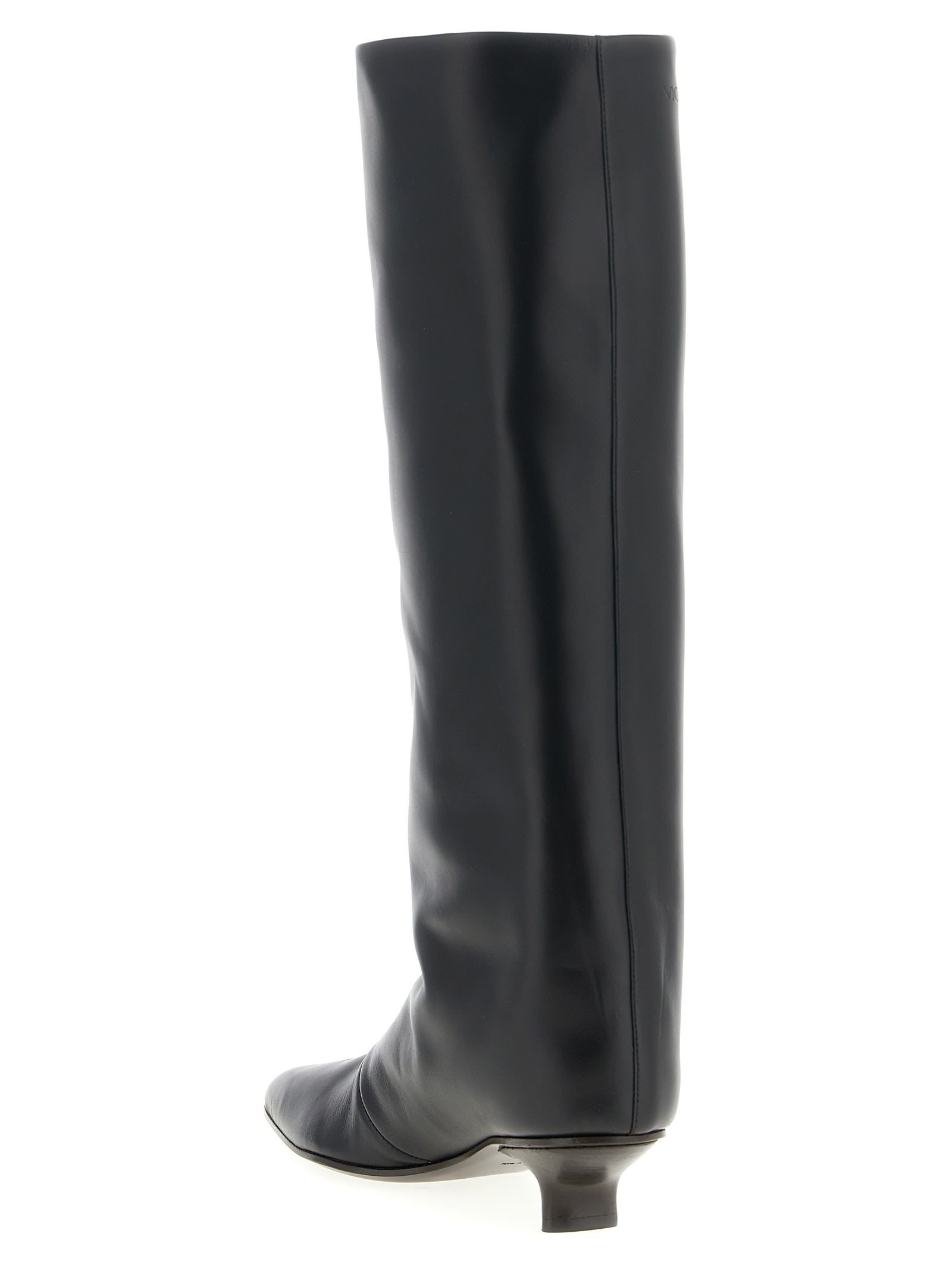 Vicini Cizin 30 Low Heels Boots In Black Leather In Black