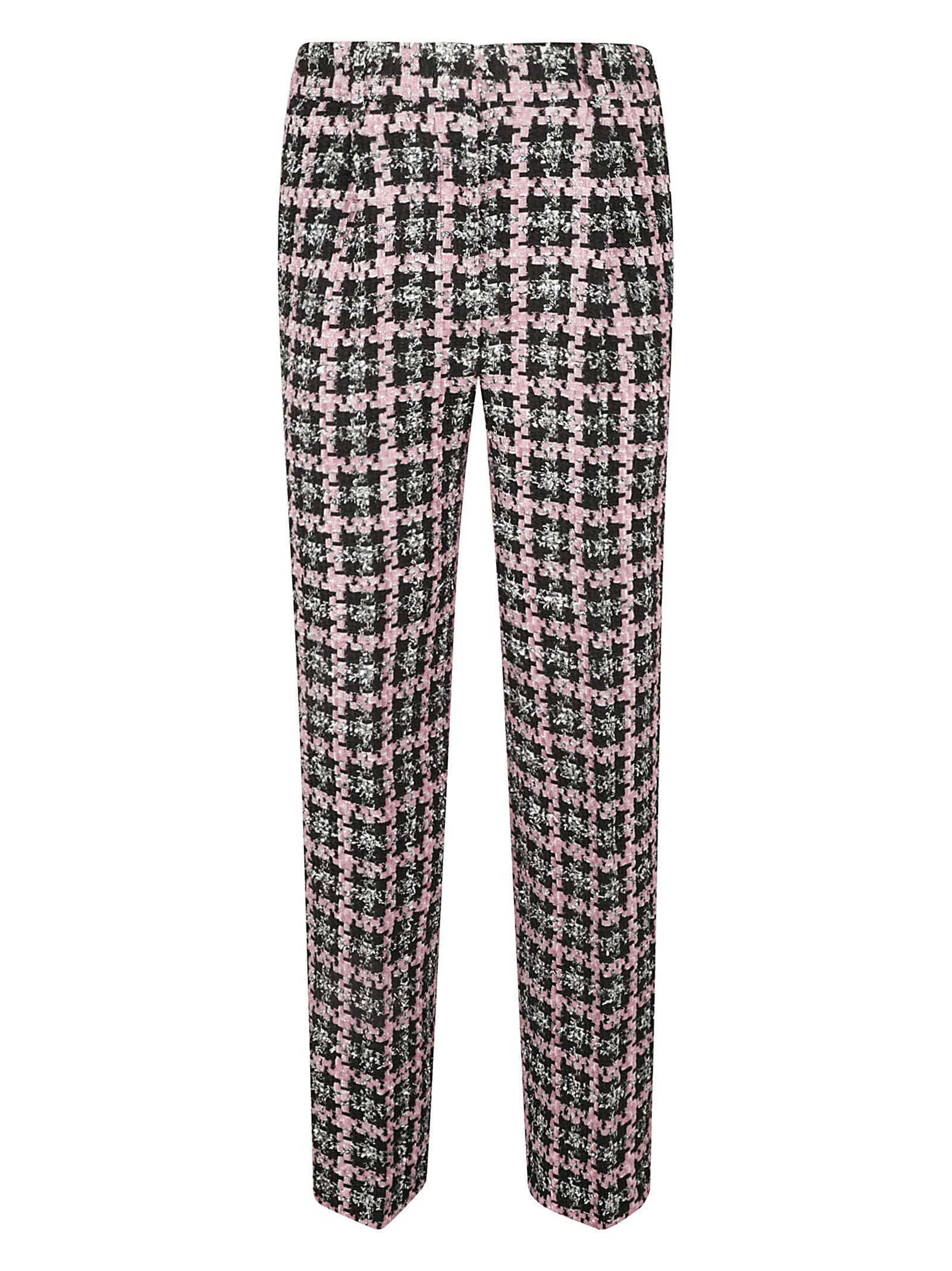 Shop Msgm Check Tweed Trousers In Black