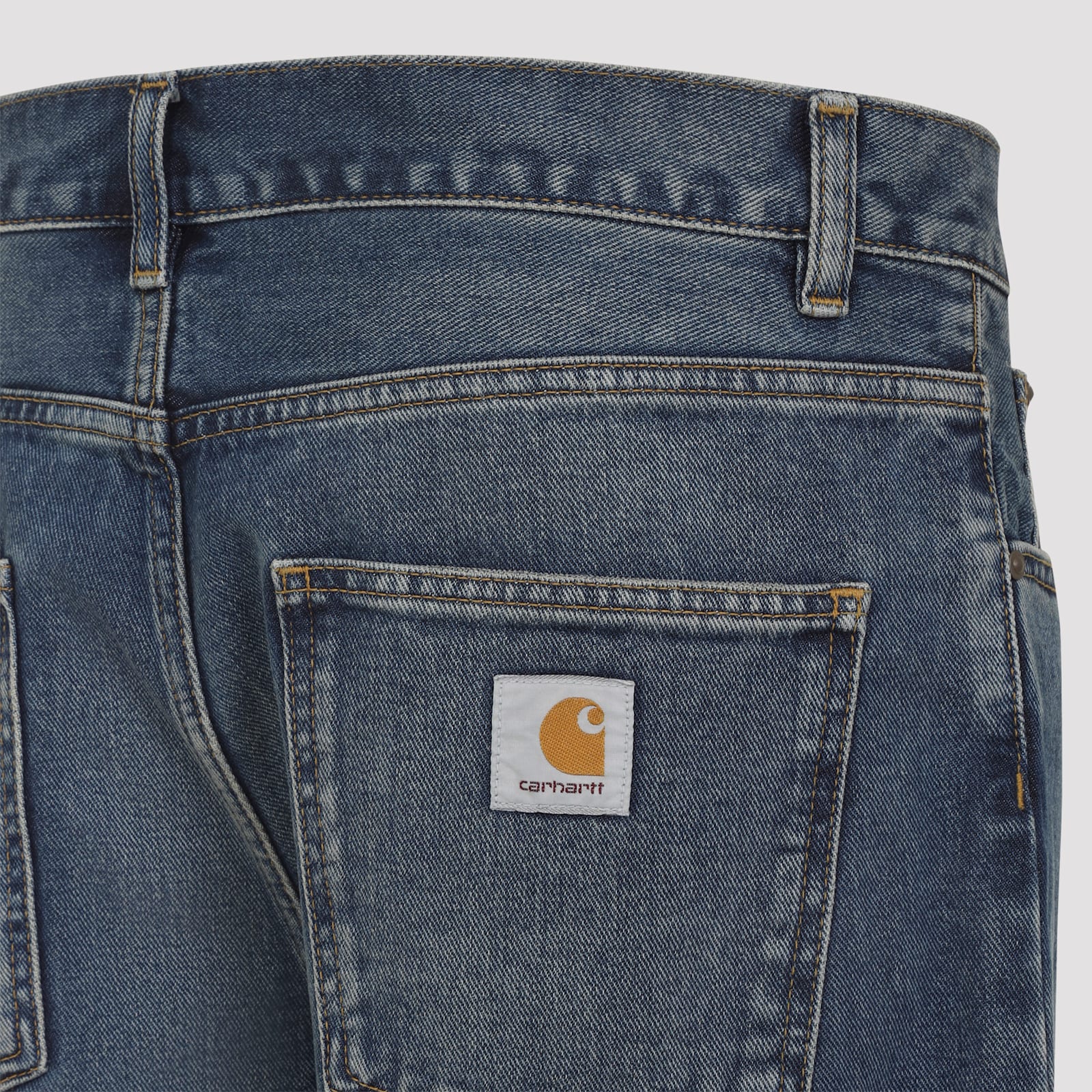 Carhartt Wip Mid-rise Organic Cotton Trousers In Blue