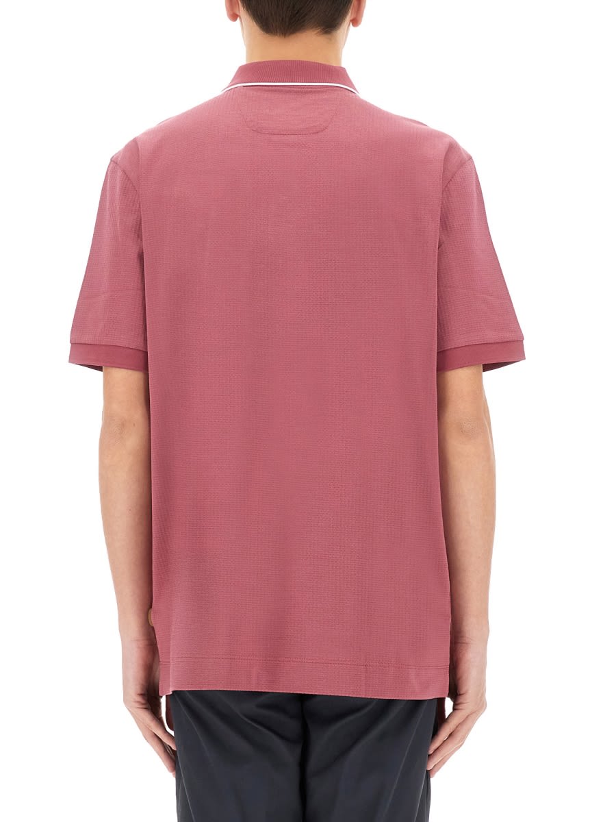 Hugo Boss Boss Silk-blend Pink Polo In Pink