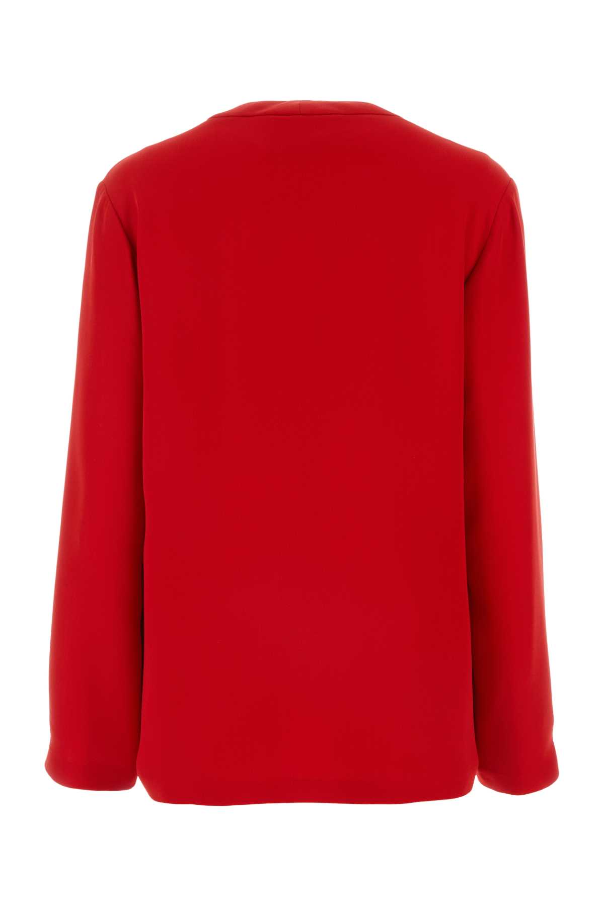 Shop Valentino Red Cady Blouse In Rosso