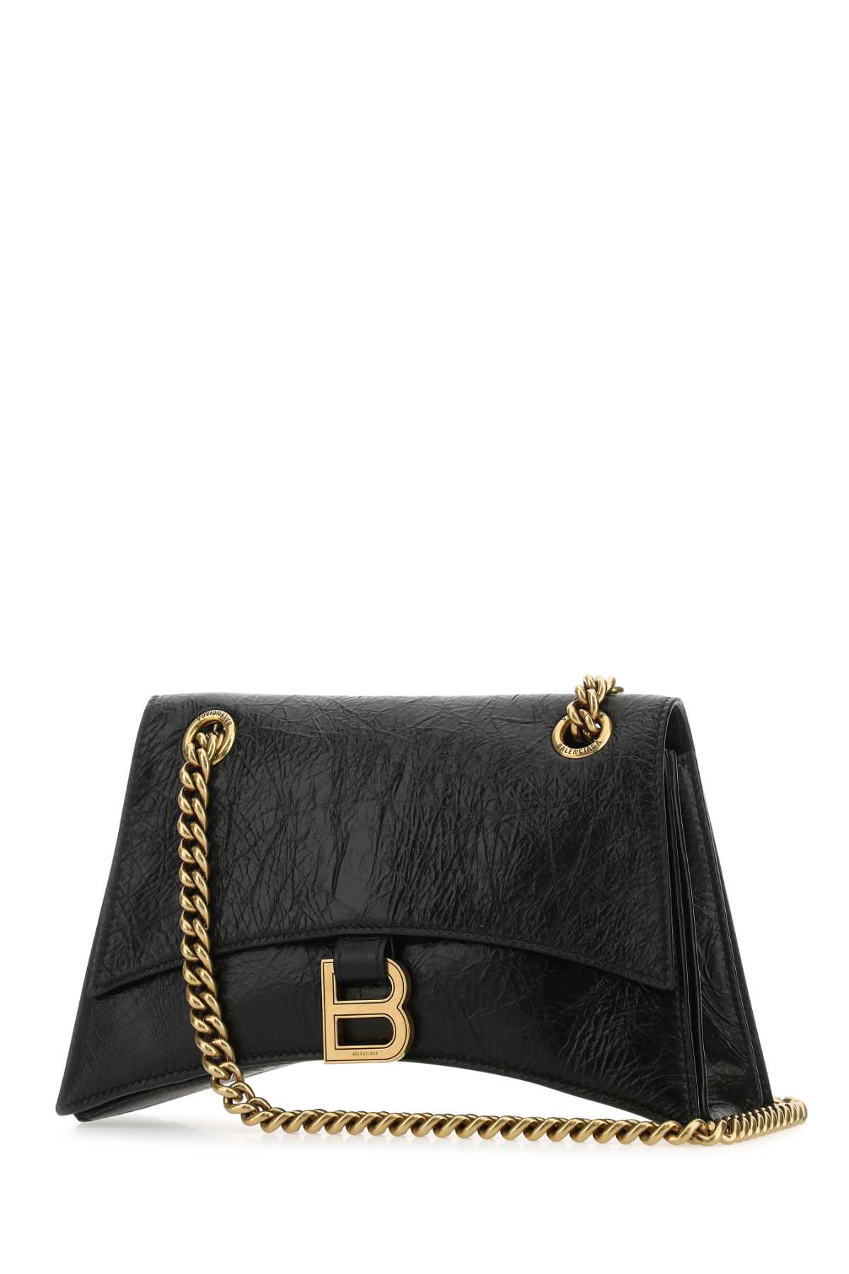 Shop Balenciaga Black Leather Crush S Shoulder Bag In 1000