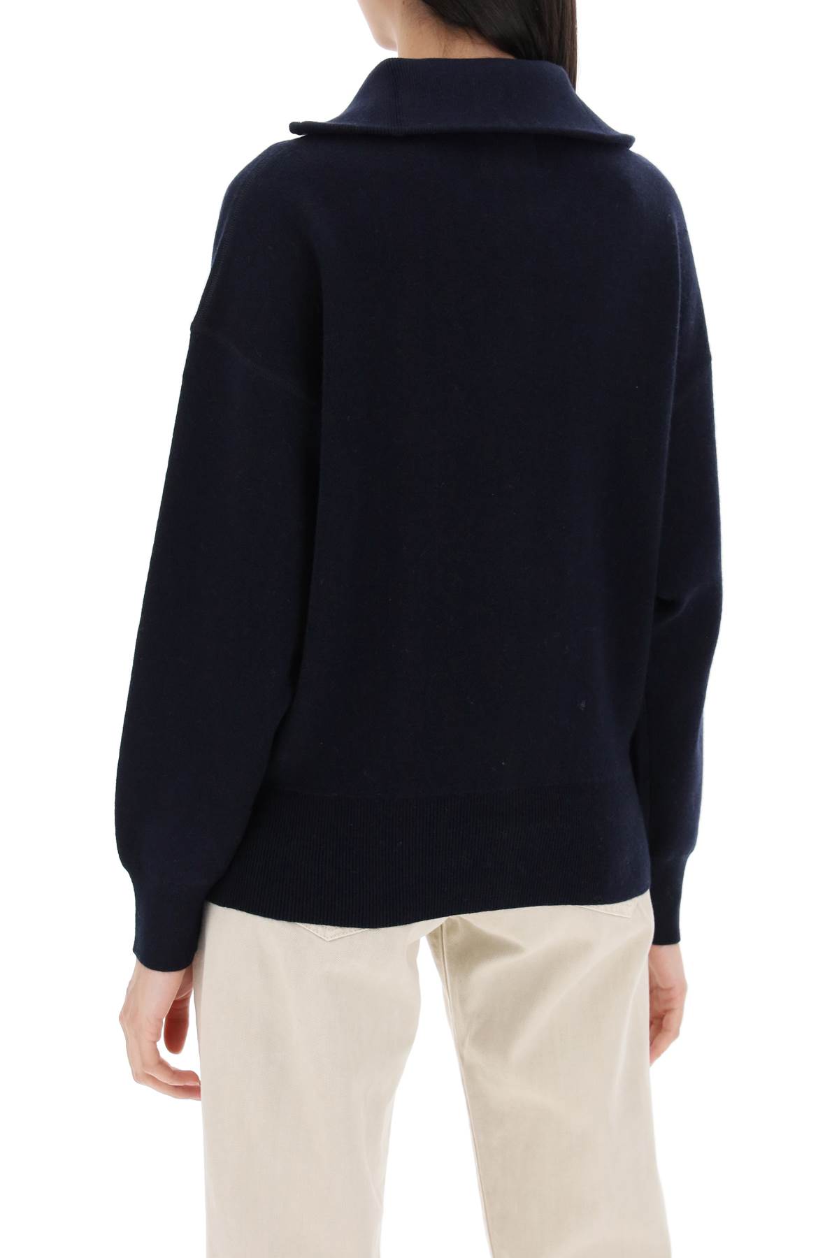 Shop Marant Etoile Azra Sweater With Jacquard Logo In Midnight (blue)