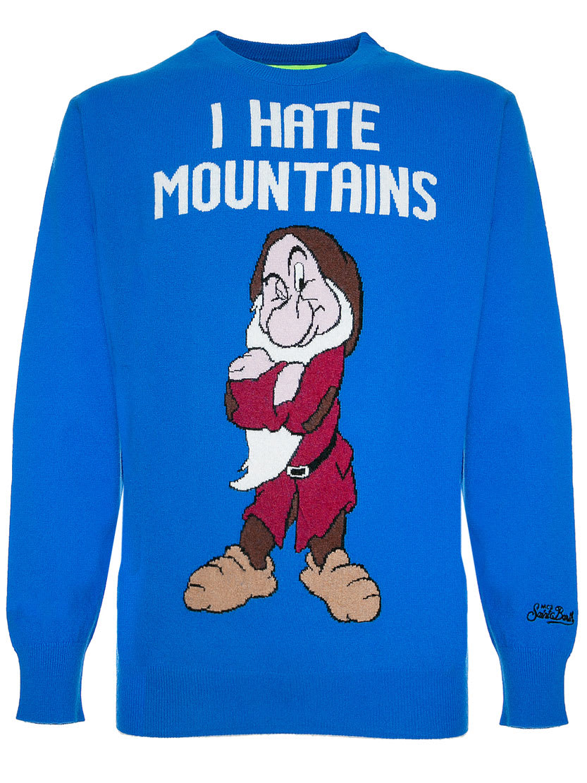 MC2 Saint Barth Angry Grumpy Bluette Man Sweater I Hate Mountains Print - Disney Special Edition©