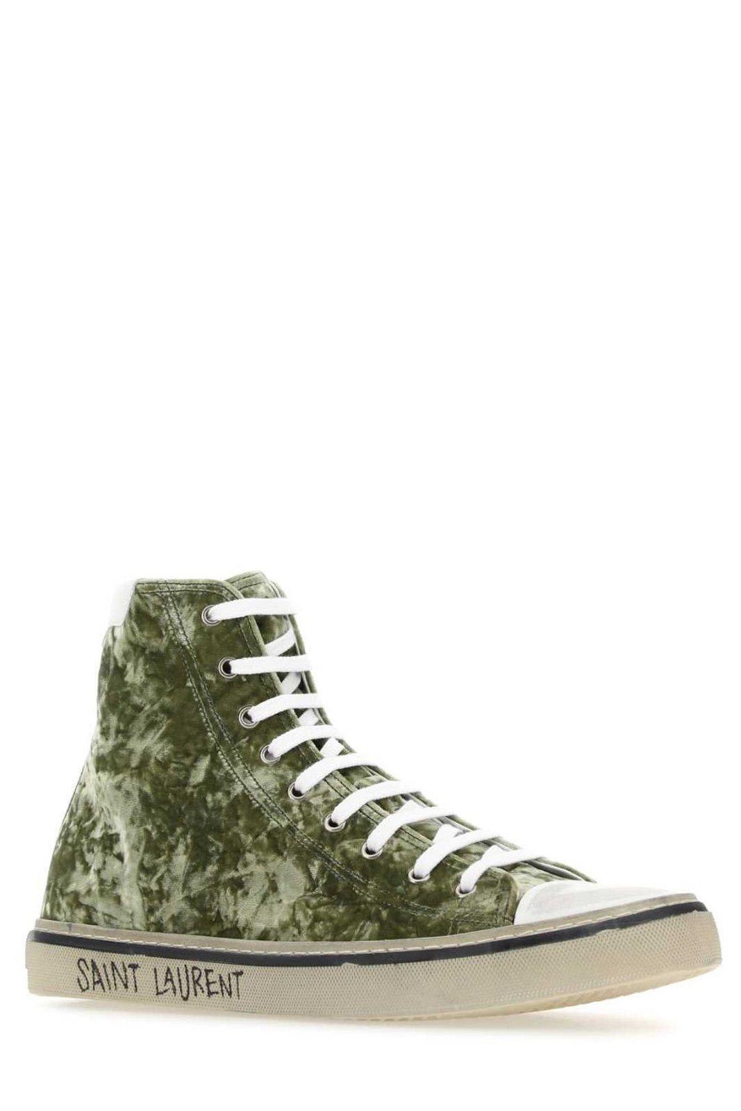 Shop Saint Laurent Malibu Mid-top Sneakers In Green