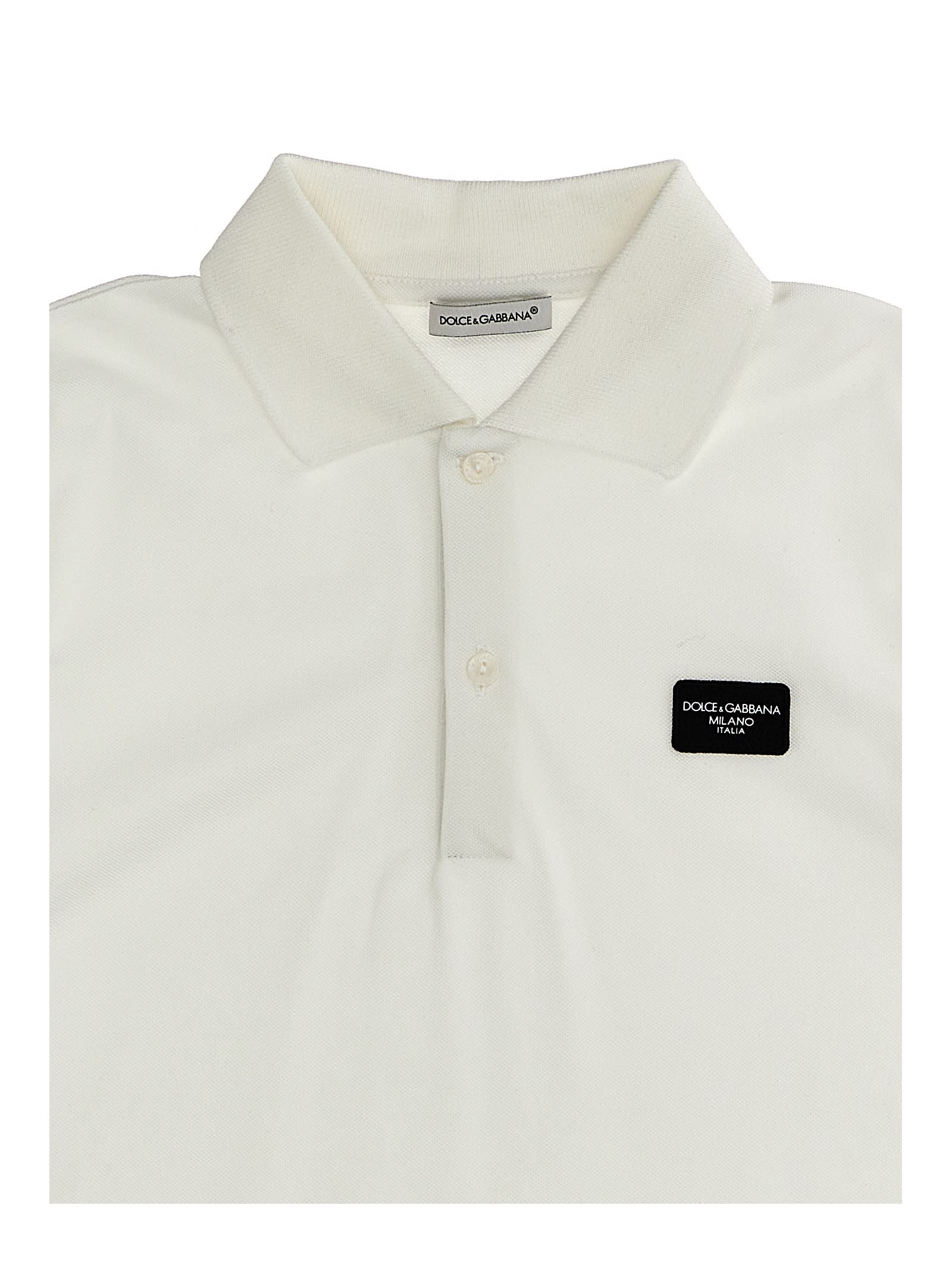 Shop Dolce & Gabbana Logo Polo Shirt In White